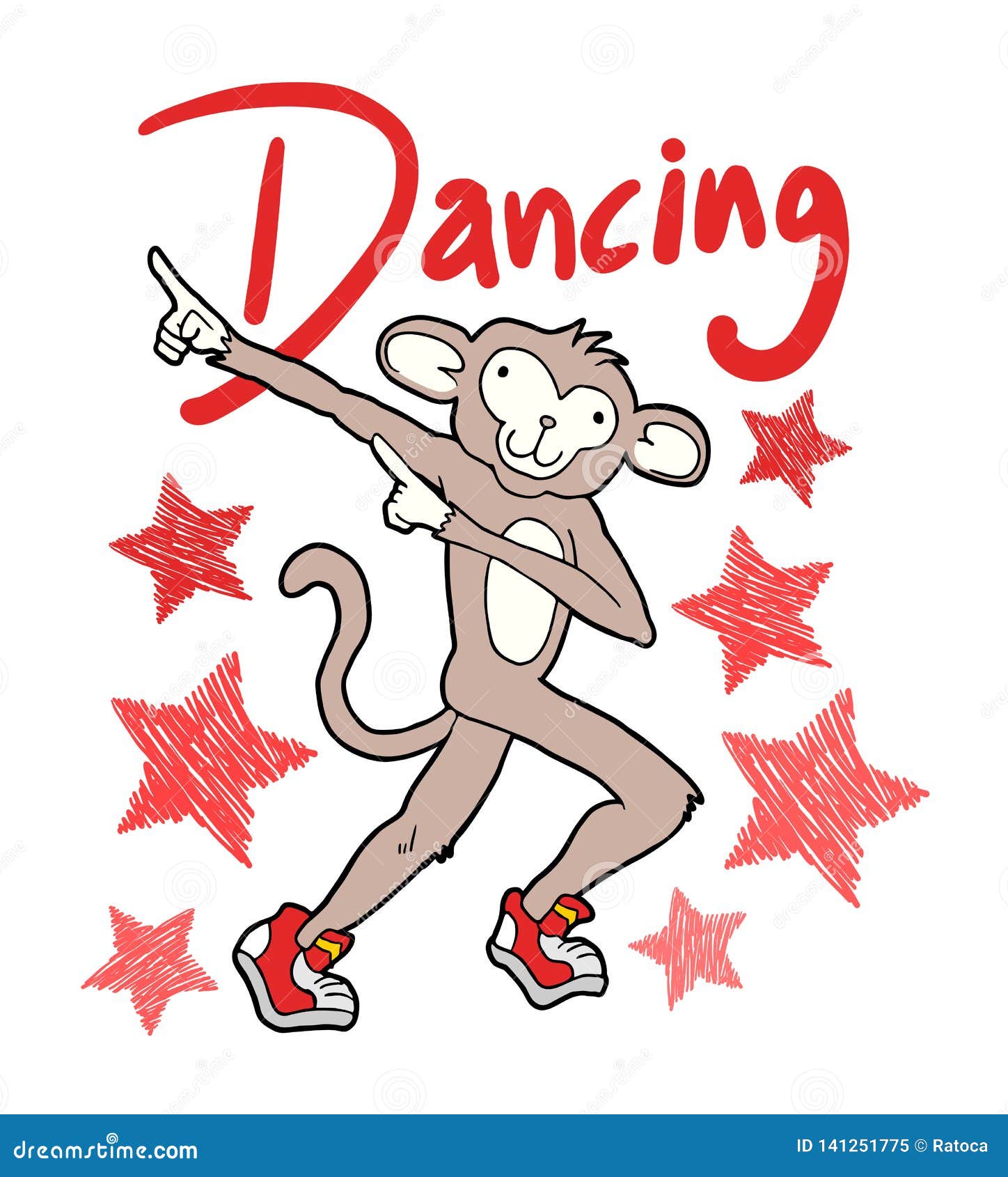 Dancing Monkey Illustration Stock Vector Illustration Of Drawing