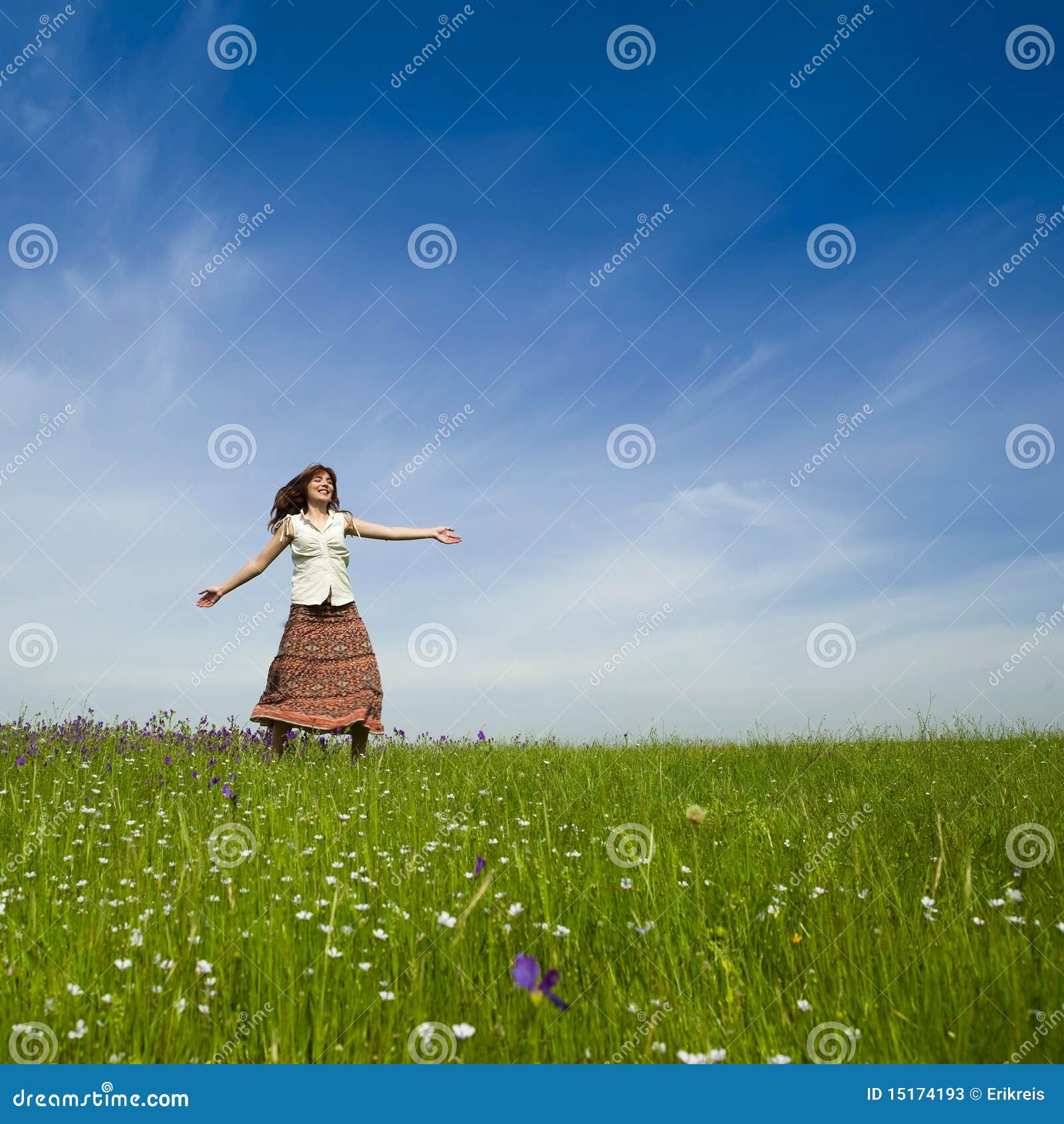 Dancing on nature stock image. Image of grass, four, happy - 15174193