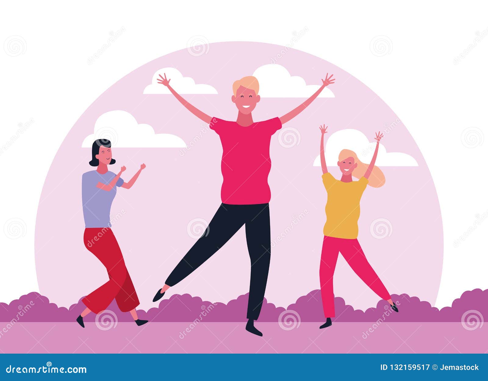 Download Hip Hop Trio Dancer Choreography, Coloring Page Cartoon Vector | CartoonDealer.com #70947743