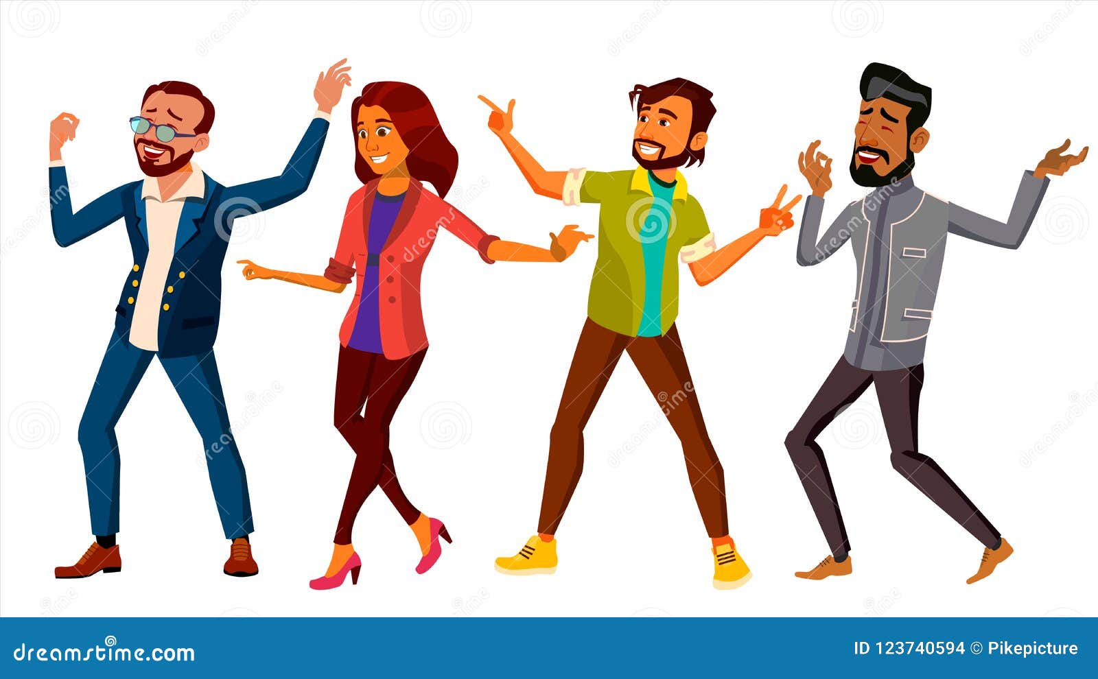 Dancing People Set Vector. Active Woman, Man. Important Event. Isolated ...