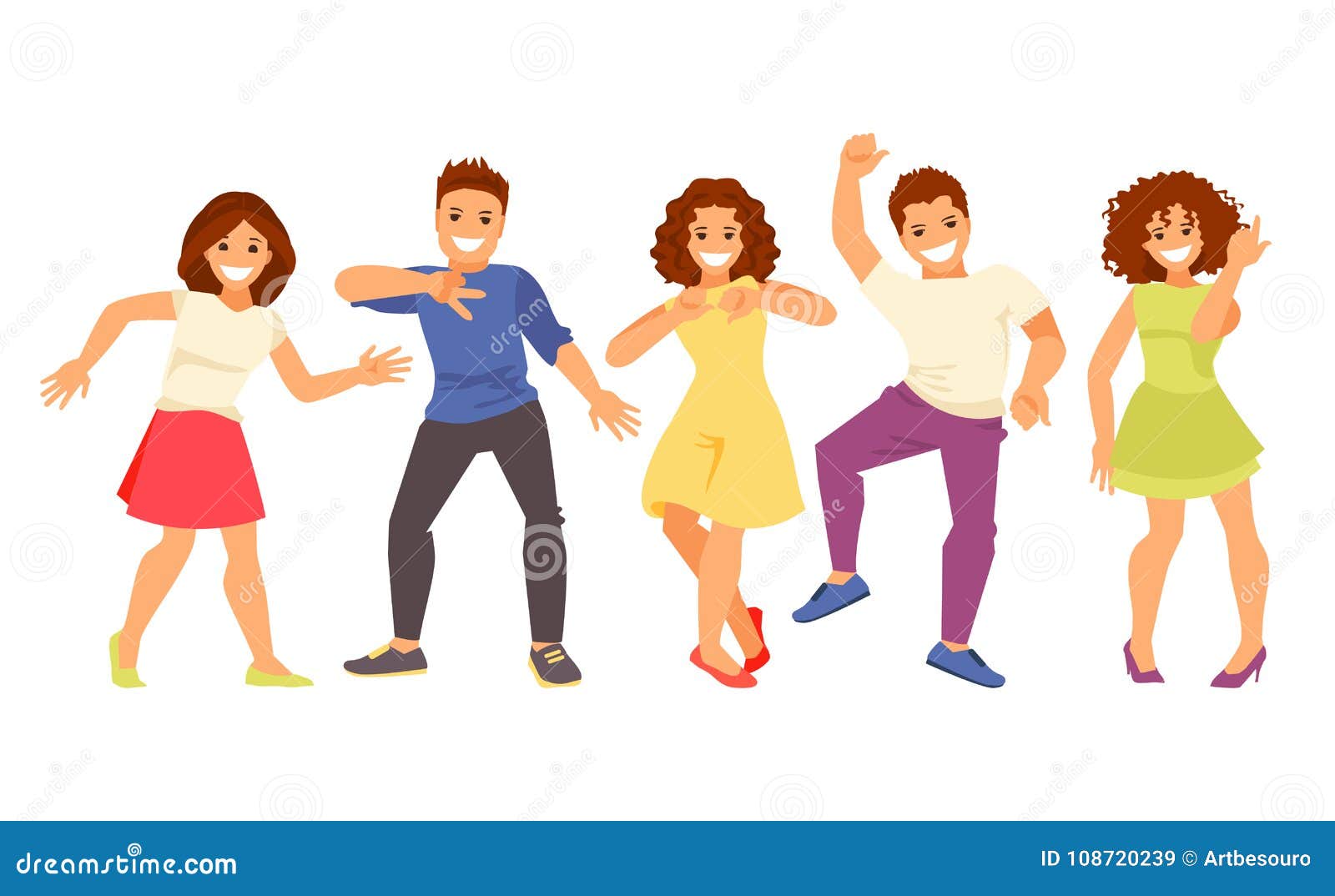 Dancing people vector stock vector. Illustration of flat - 108720239