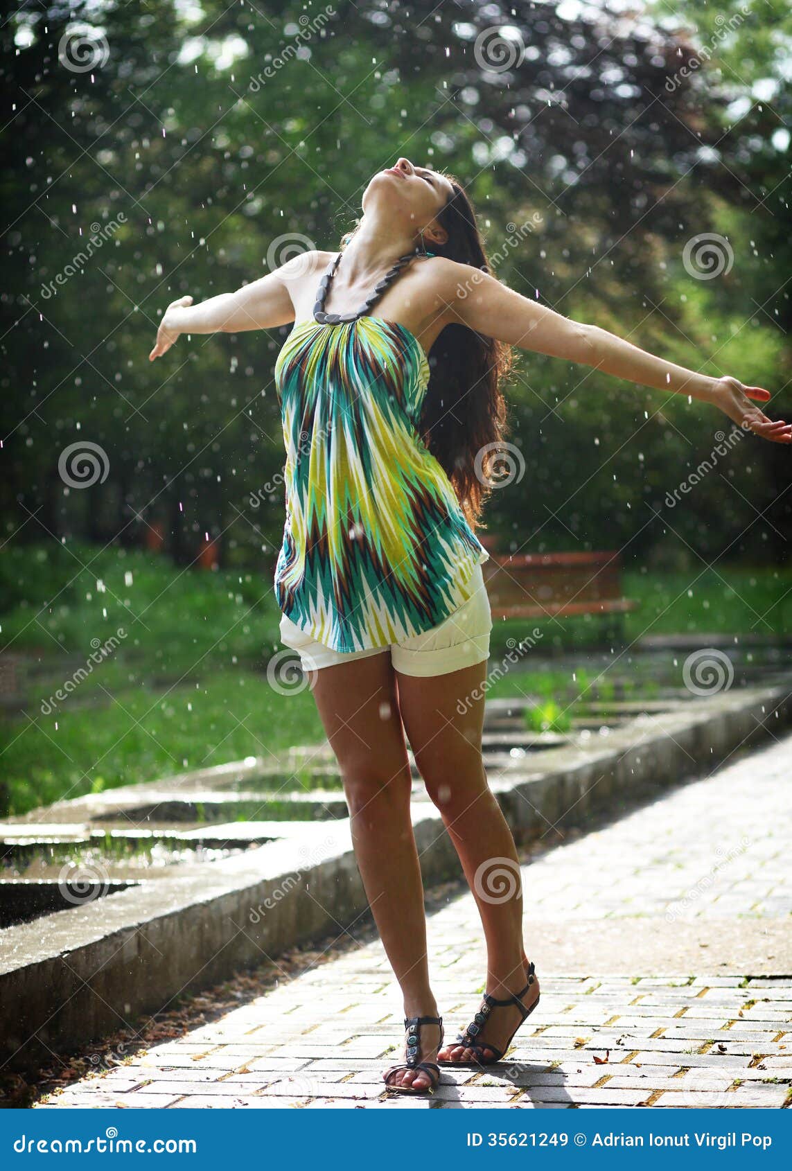 Dancing in the rain stock image. Image of female, girl - 35621249