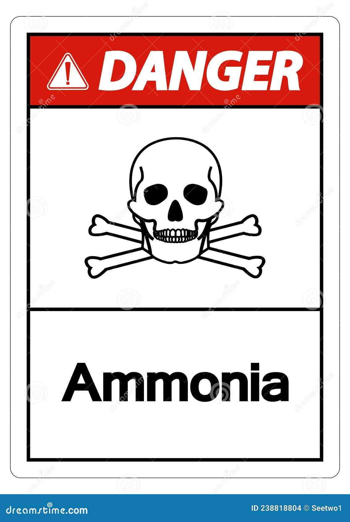 Danger Ammonia Symbol Sign on White Background Stock Vector