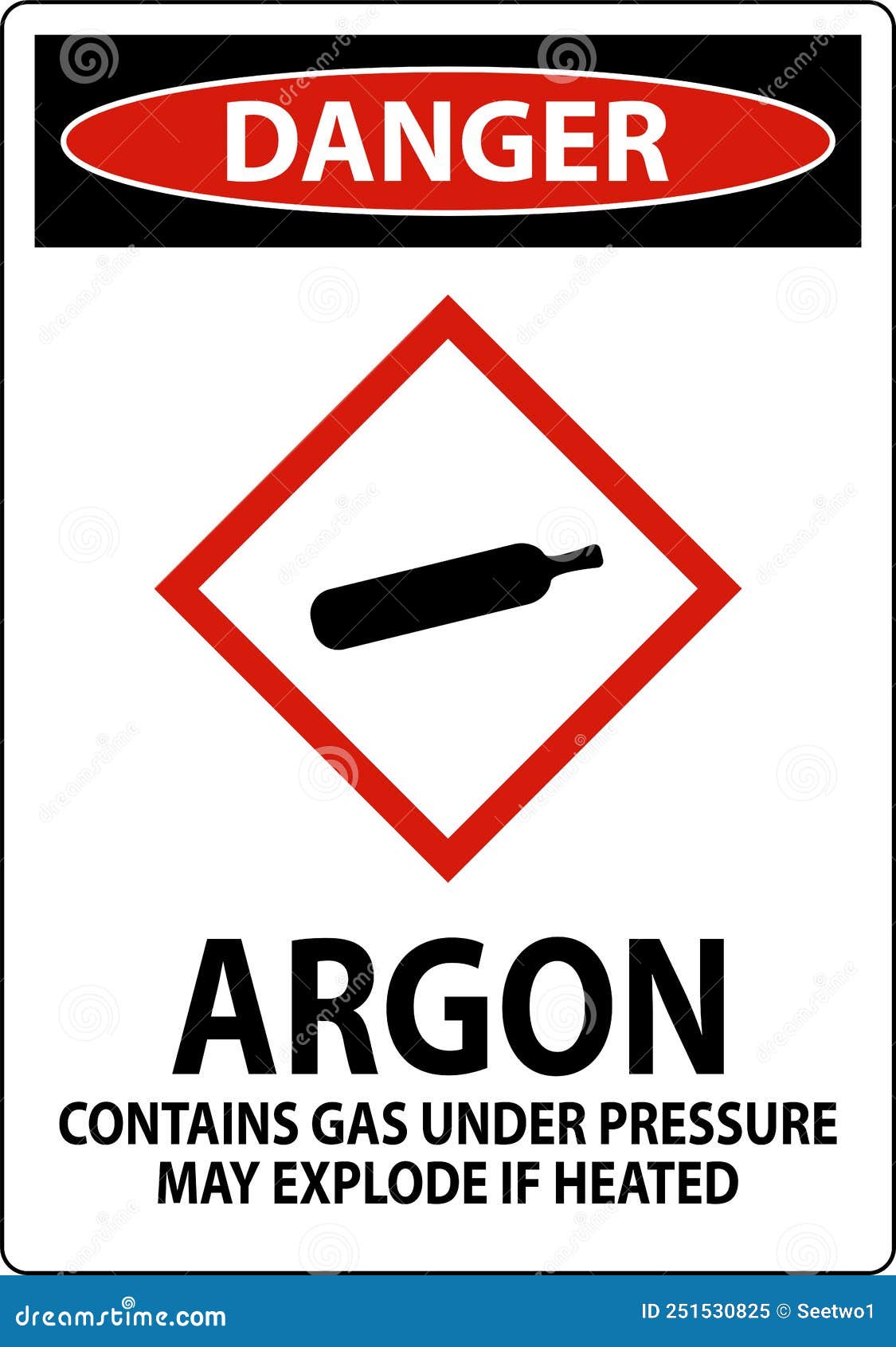 Danger Argon GHS Sign on White Background Stock Vector Illustration