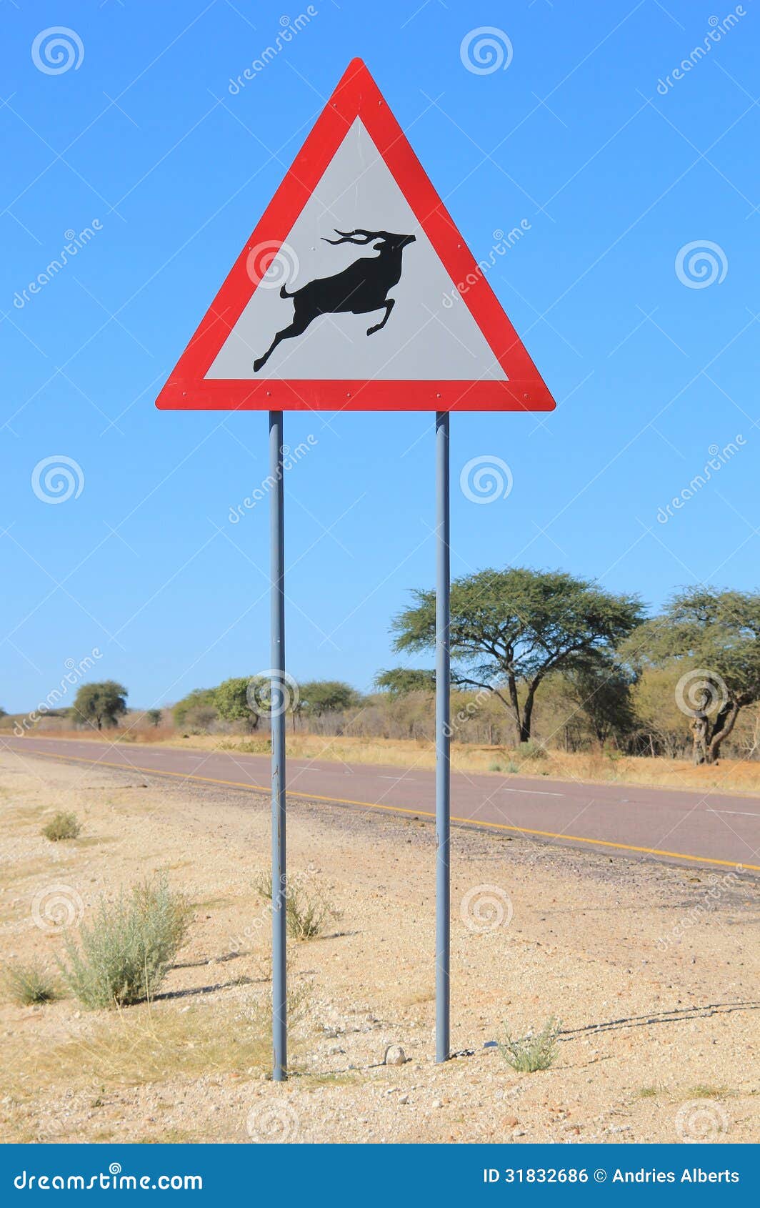 Warning sign of wildlife crossing