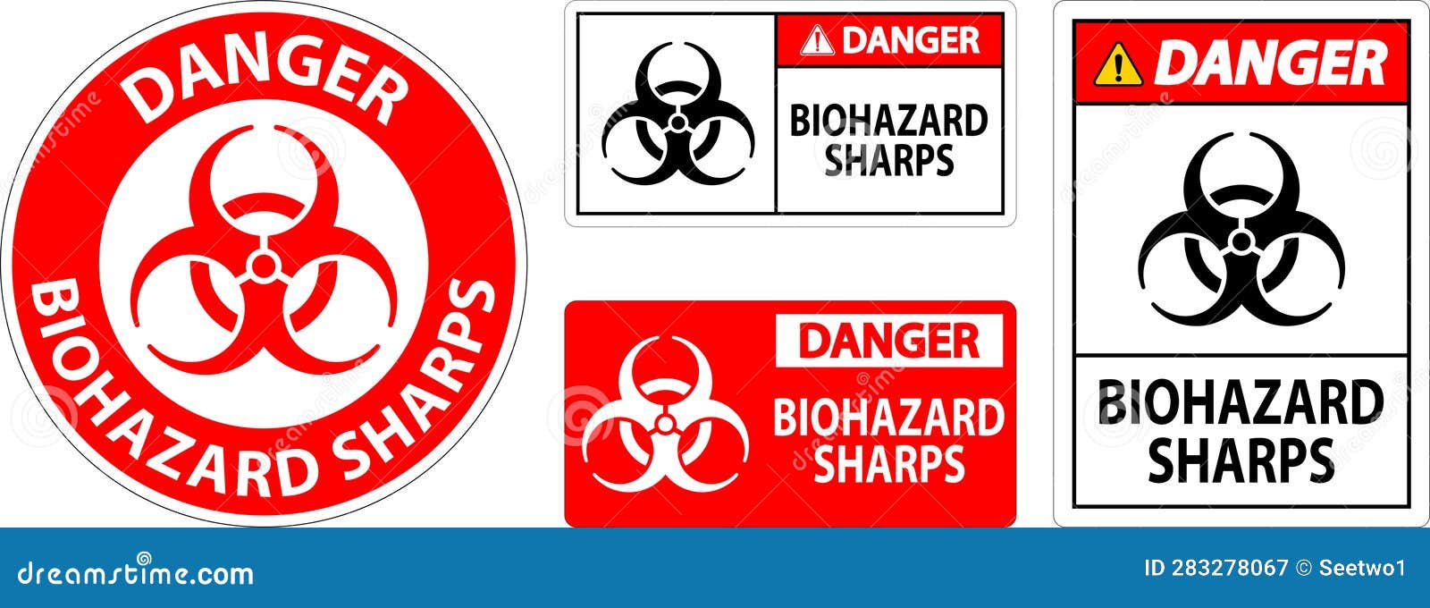 Danger Biohazard Label, Biohazard Sharps Stock Vector - Illustration of