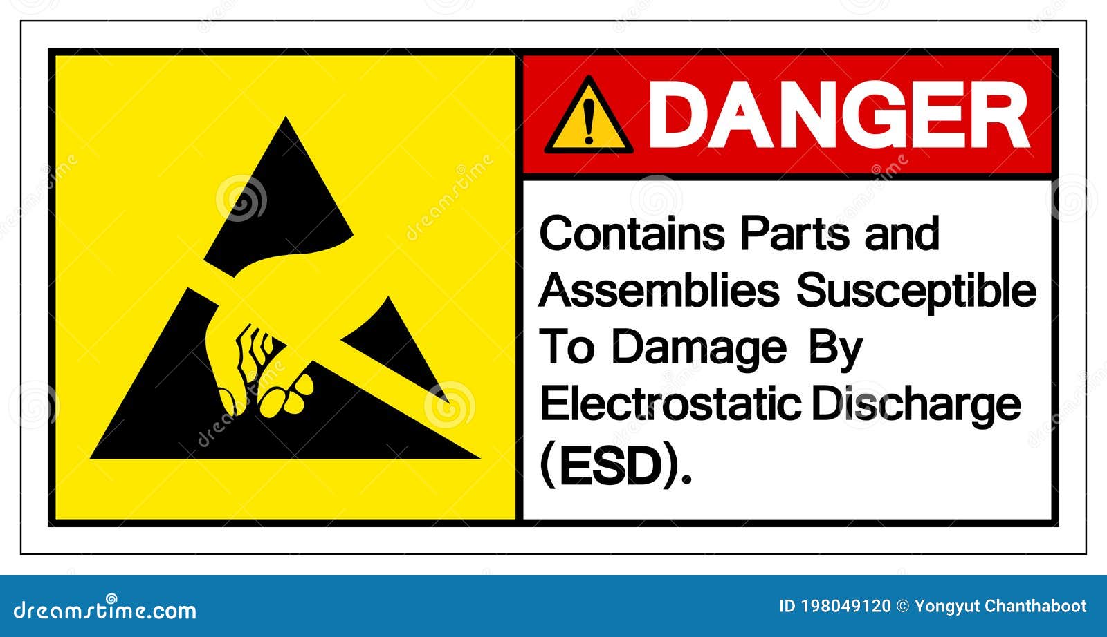danger contains parts and assemblies susceptibleto damage by electrostatic discharge esd.  sign,  ,