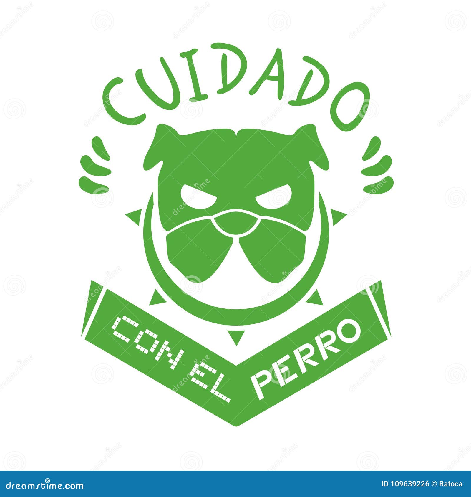 Danger Dog Message in Spanish Stock Illustration Illustration of