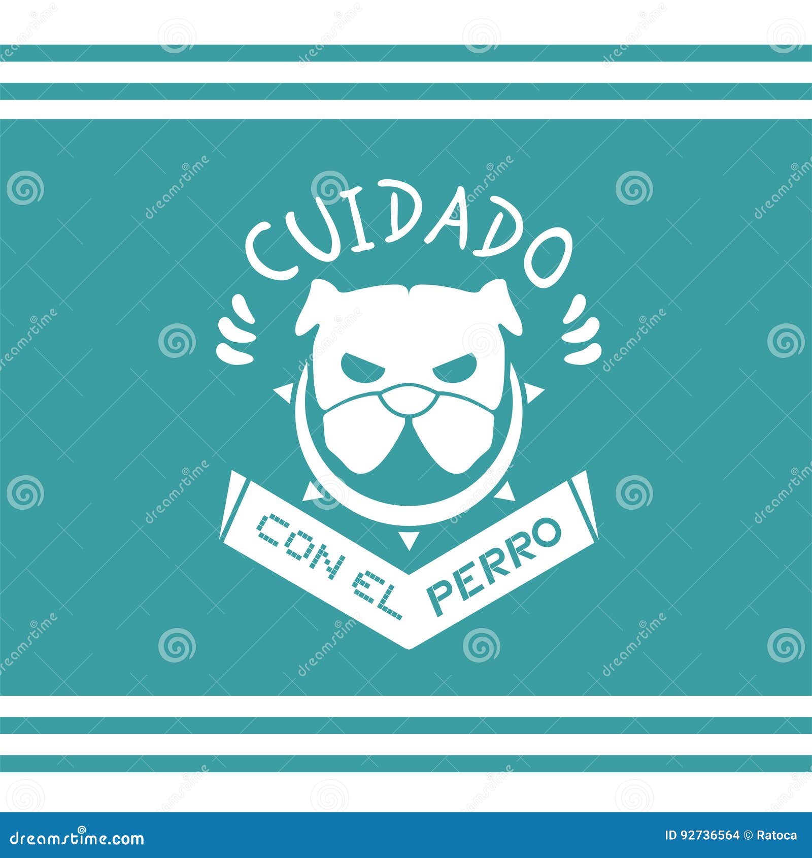 Danger Dog Message in Spanish Language Stock Vector Illustration of
