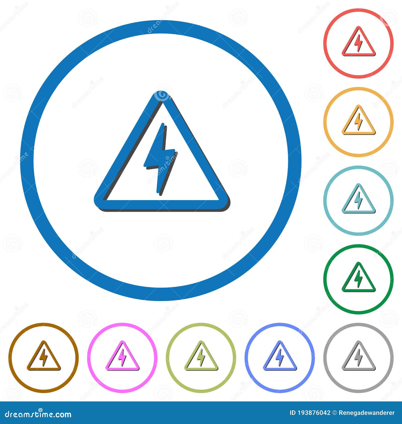 Danger Electrical Hazard Icons with Shadows and Outlines Stock
