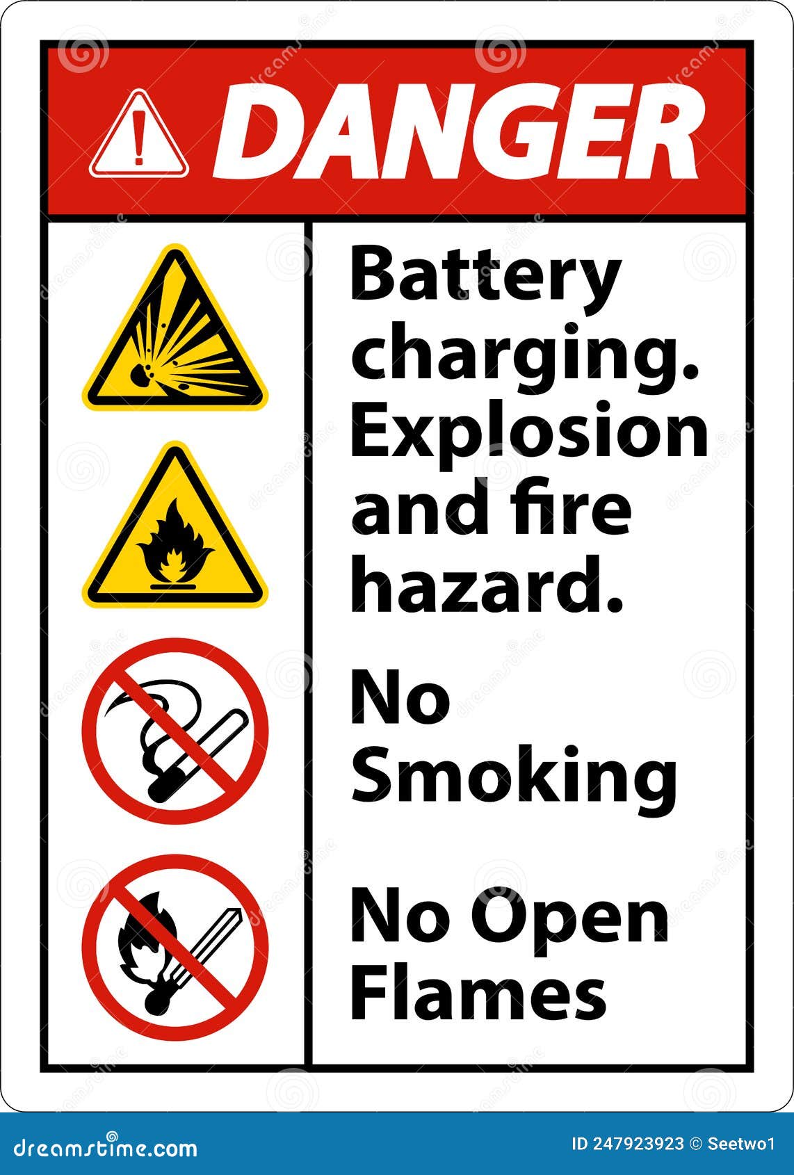 Danger Explosion and Fire Hazard Sign on White Background Stock Vector