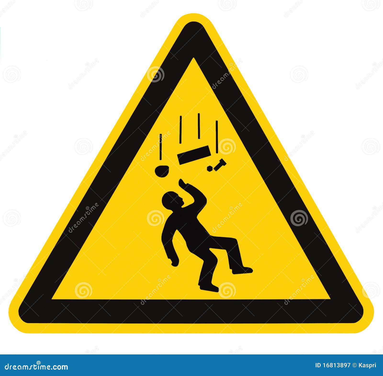 danger falling objects warning sign  macro