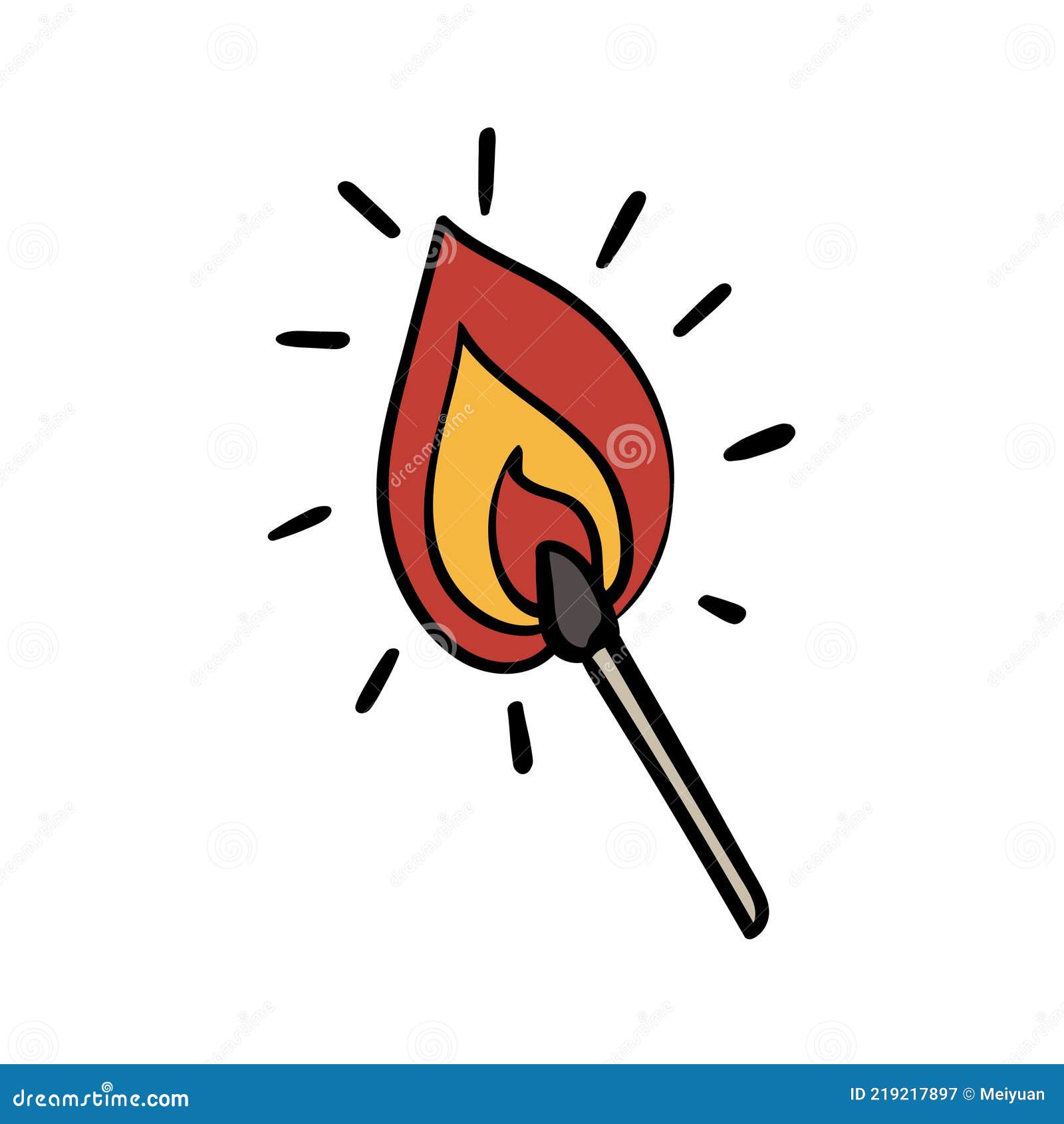 Danger of Fire. Match with Fire. Vector Illustration Stock Vector