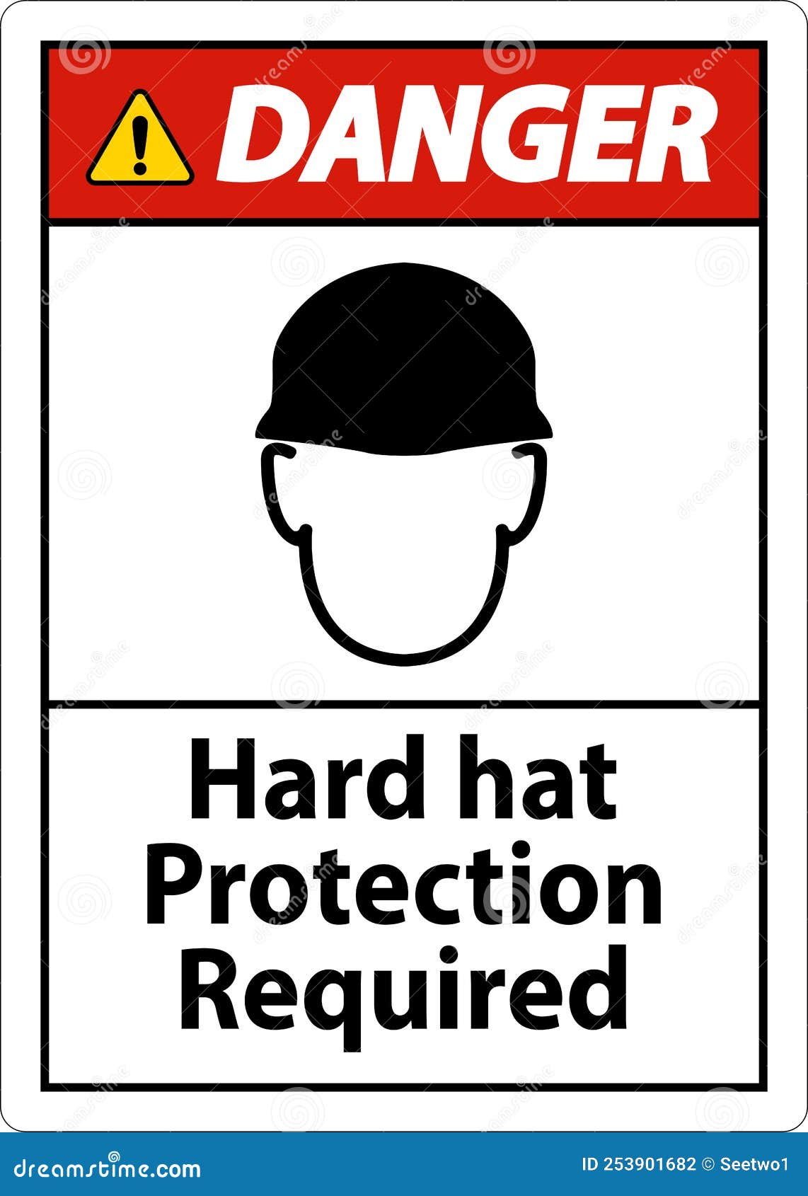 Danger Hard Hat Protection Required Symbol Sign, Vector Illustration