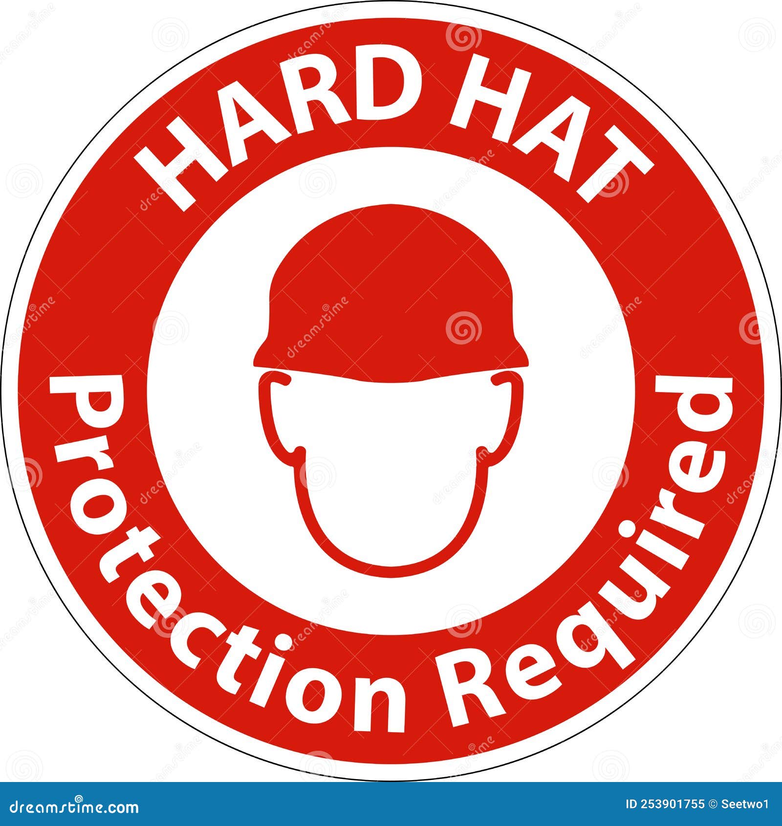 Danger Hard Hat Protection Required Sign on White Background Stock