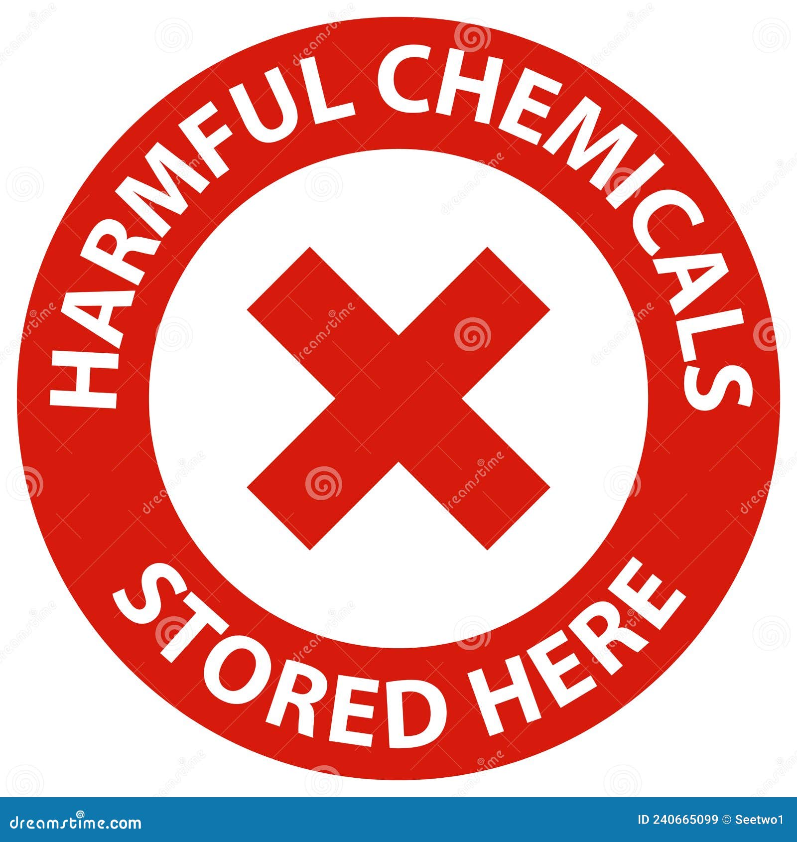 Danger Harmful Chemicals Stored Here Sign on White Background Stock