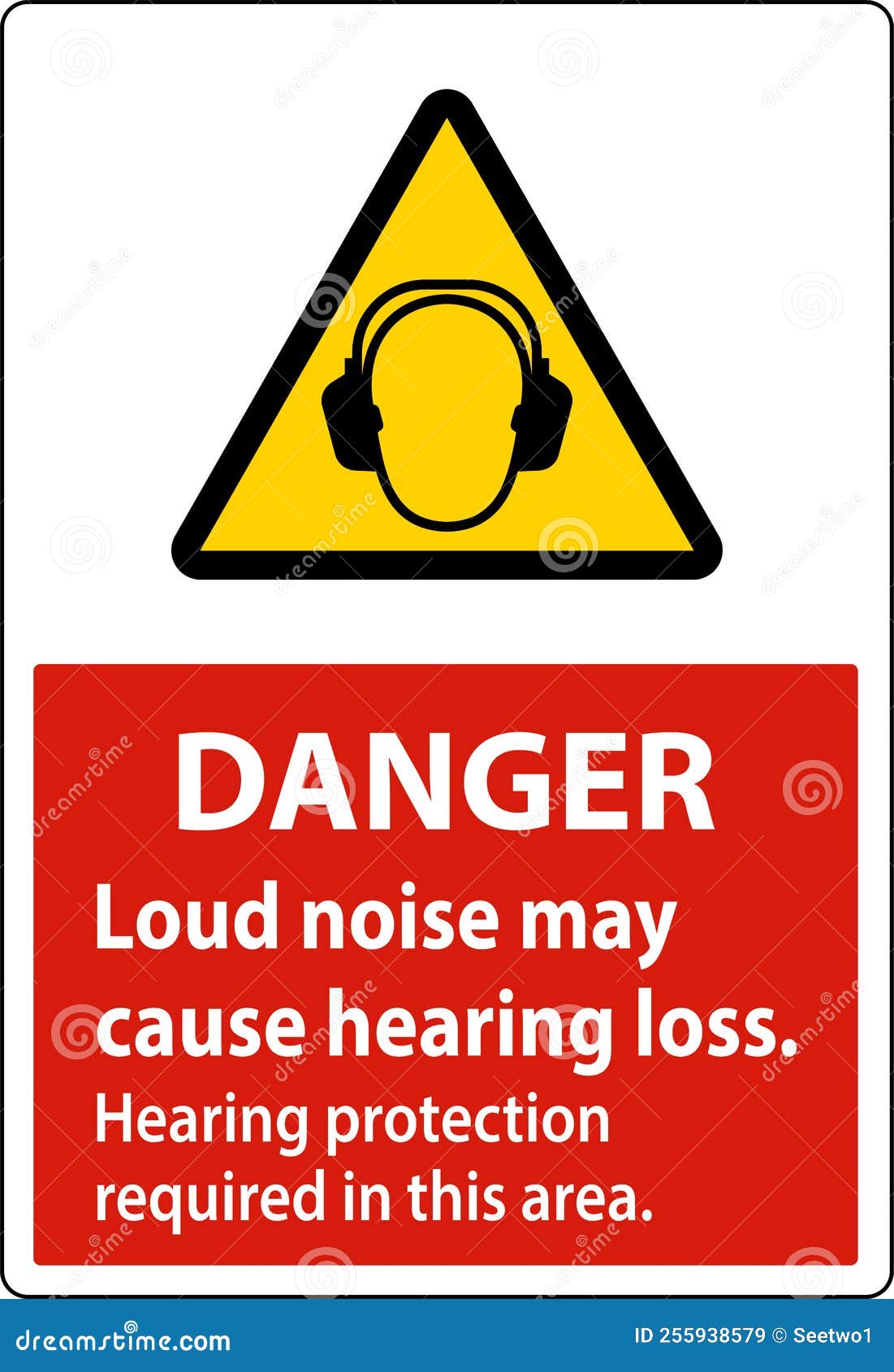 Danger Hearing Protection Required Sign on White Background Stock Vector Illustration of