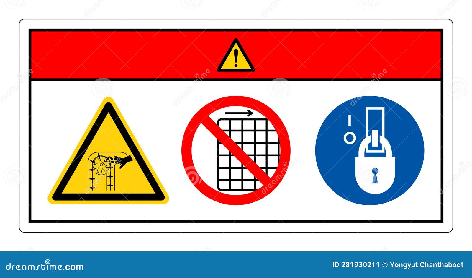 Danger Moving Parts Can Crush and Cut Do Not Remove Guard Symbol Sign