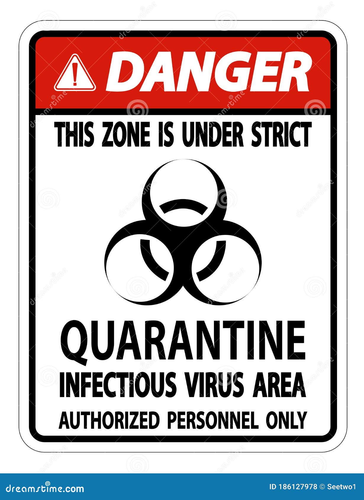 Danger Quarantine Infectious Virus Area Sign Isolate on White ...