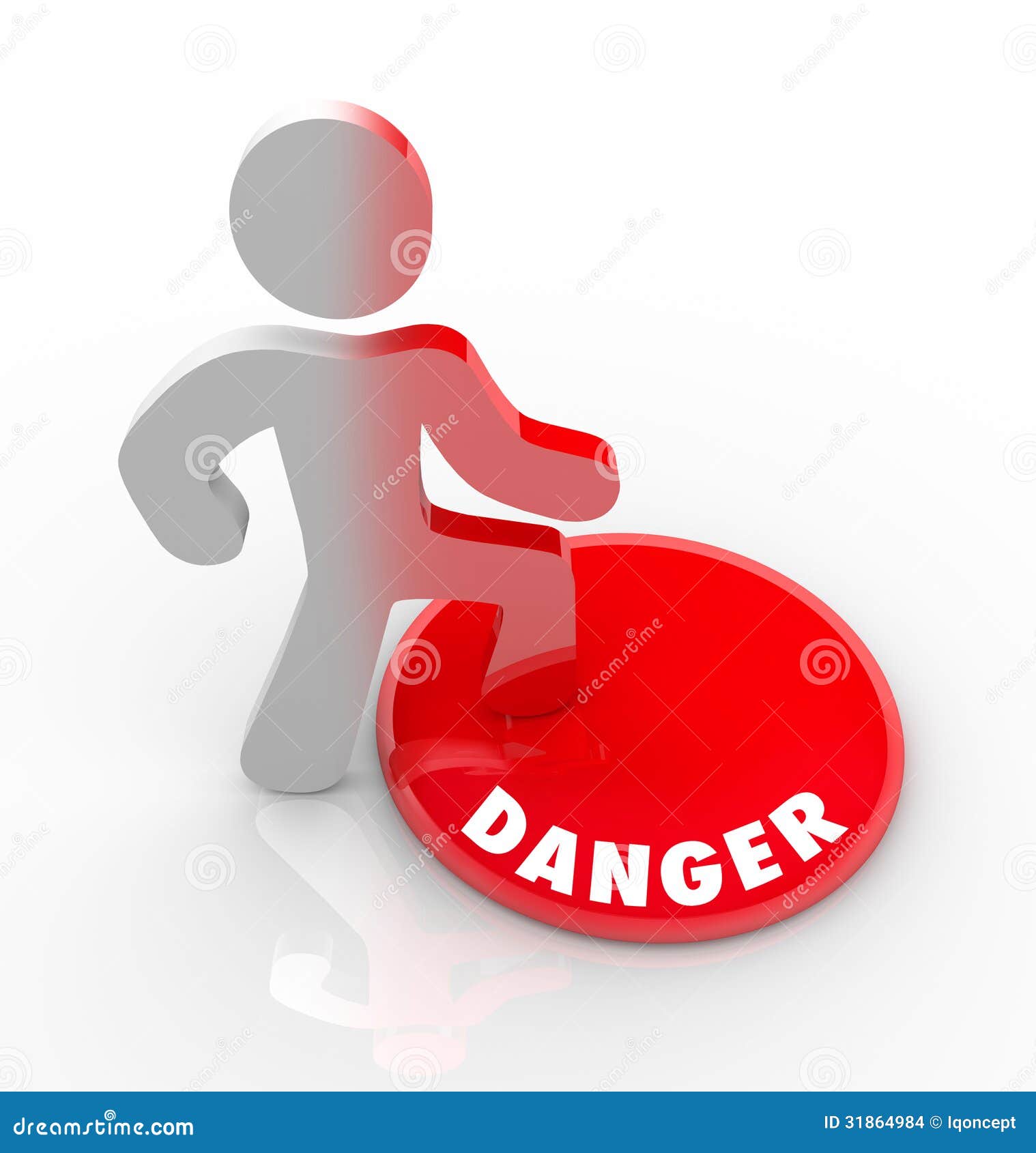 danger red button person warned of threats and hazards