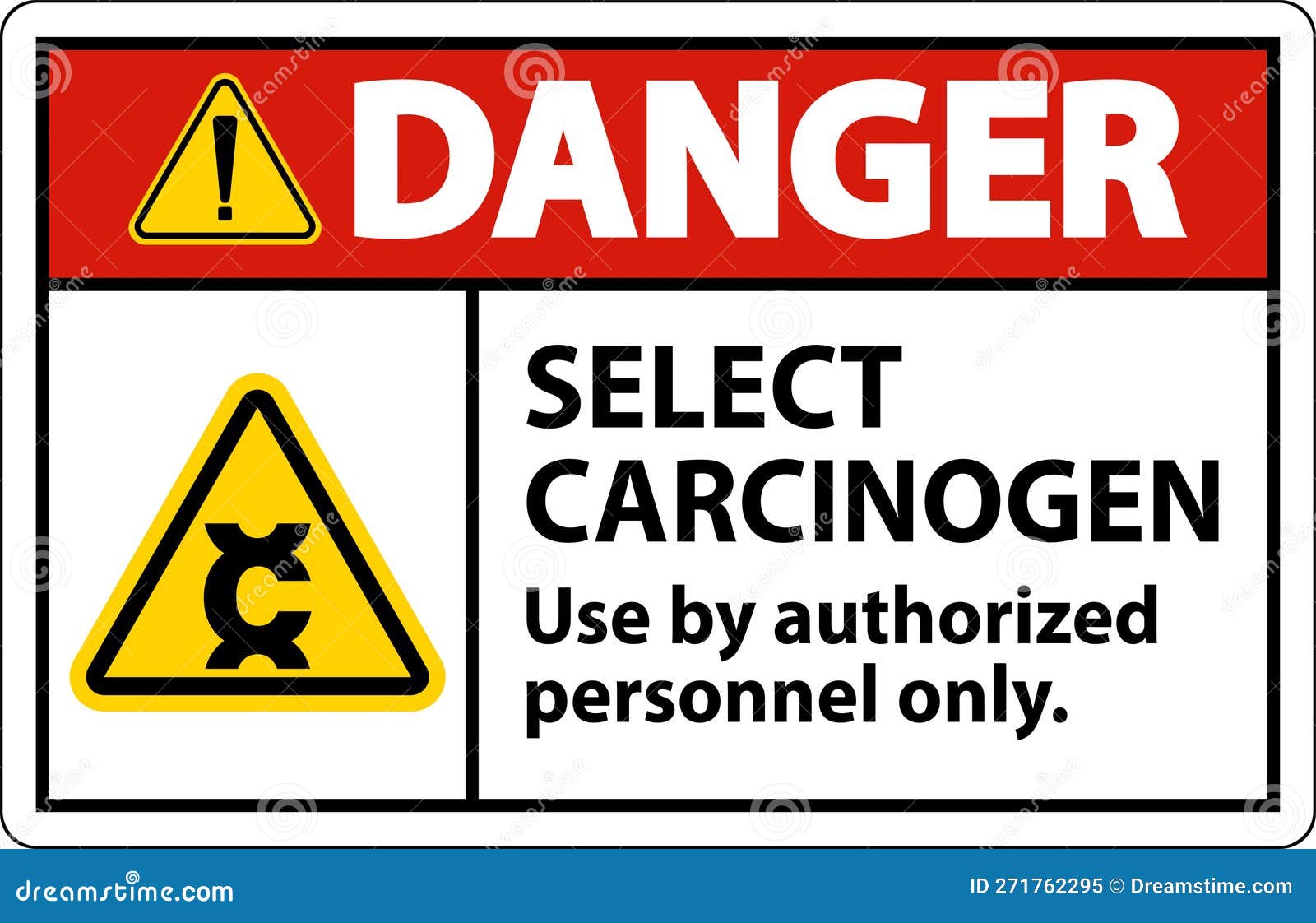 danger select carcinogen label on white background