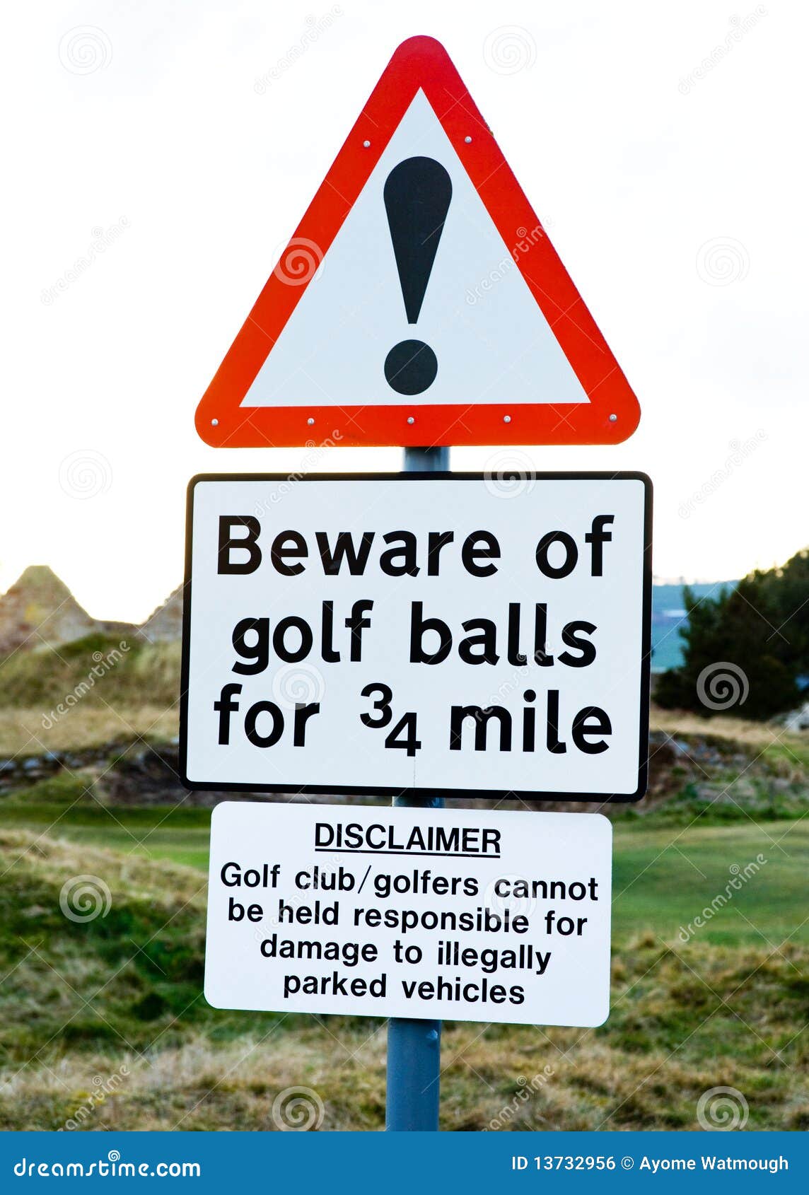 Danger Sign Beware of Golf Balls. Stock Photo Image of quarters, hazard 13732956