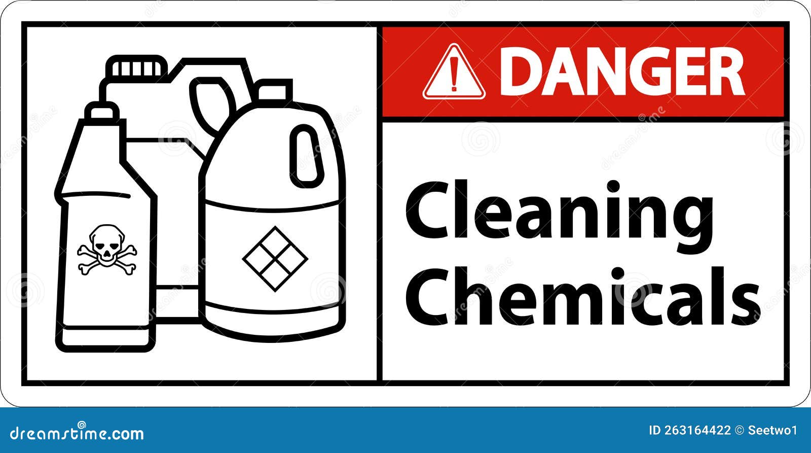 Danger Sign Cleaning Chemicals Sign on White Background Stock Vector