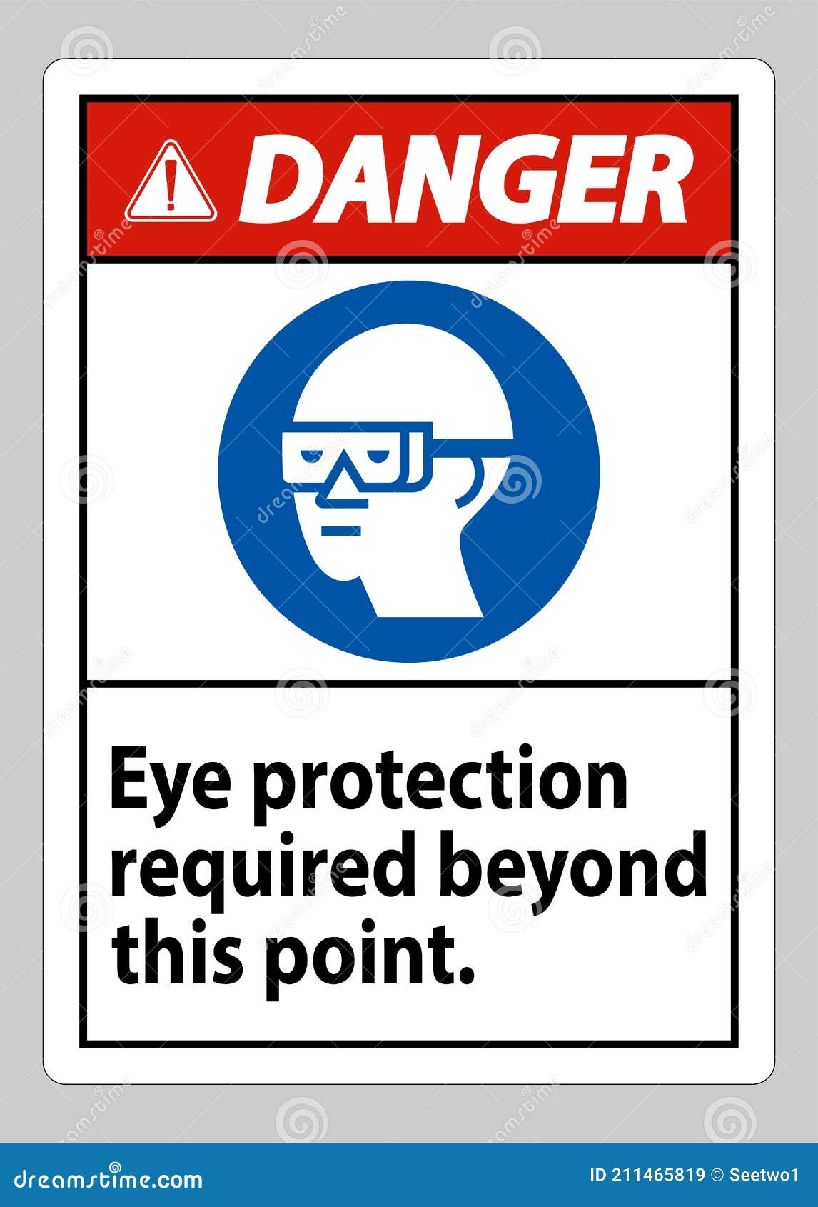 Danger Sign Eye Protection Required Beyond this Point Stock Vector Illustration of health