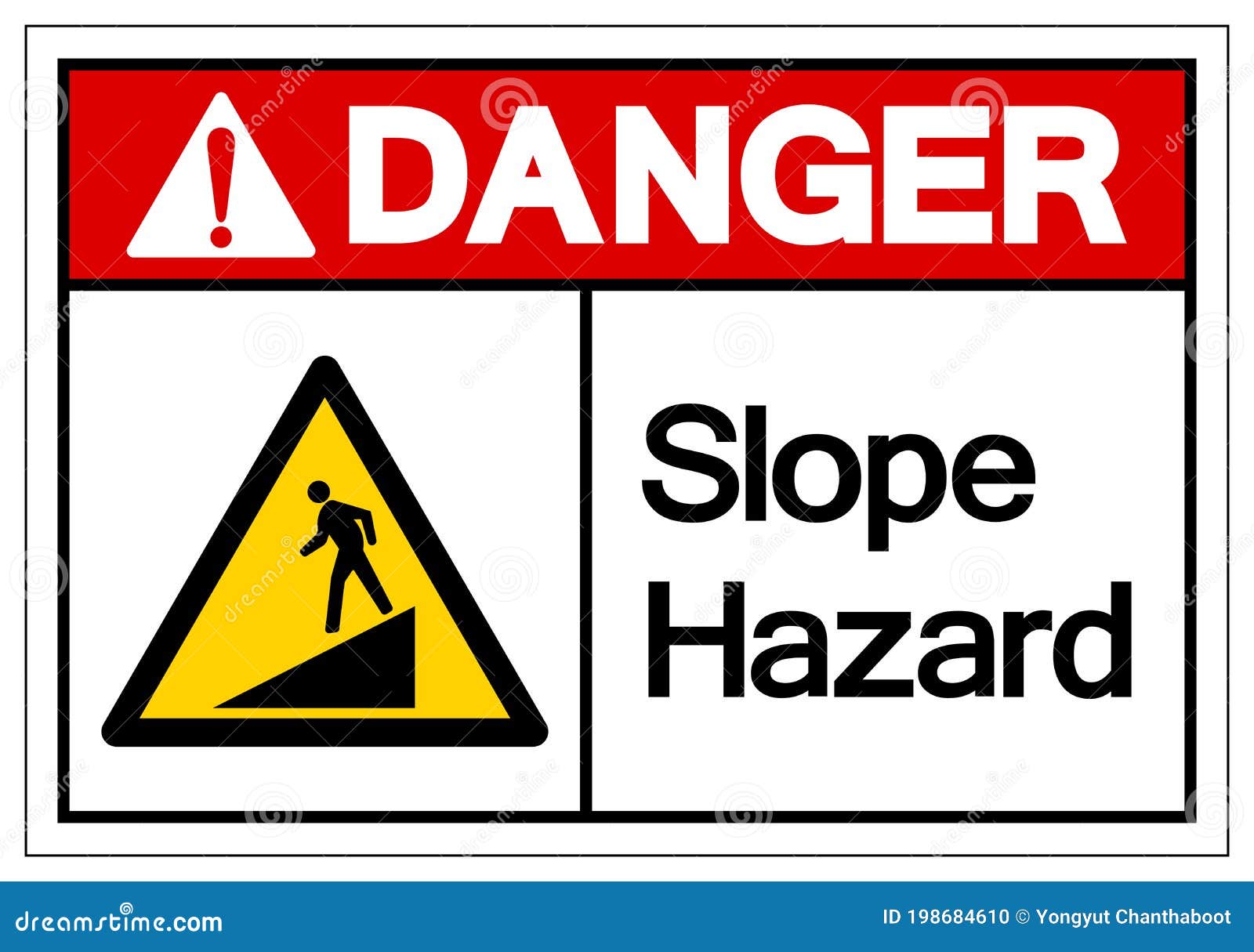 Danger Slope Hazard Symbol Sign,Vector Illustration, Isolate on White Background Label. EPS10