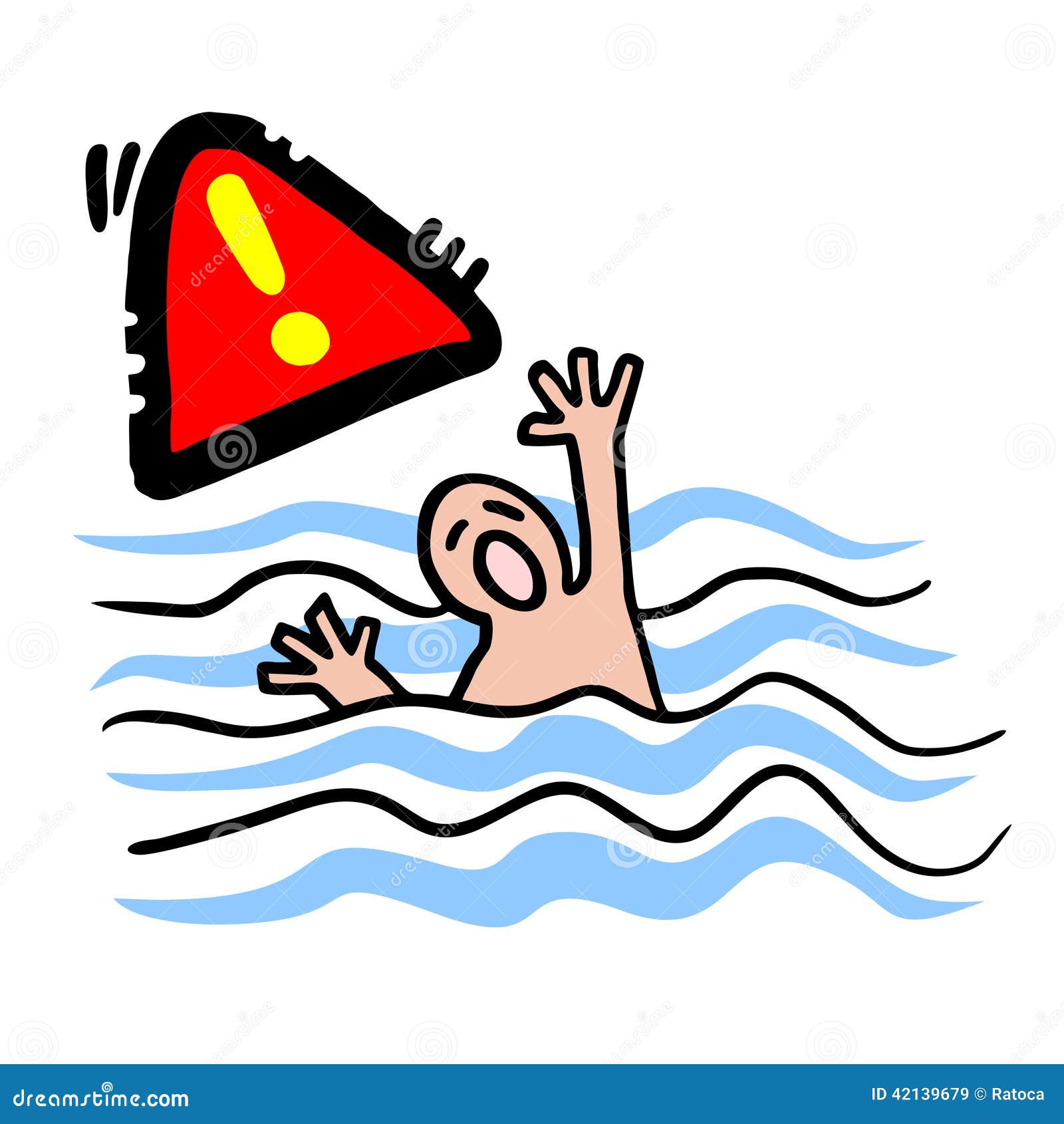 Danger swim stock vector. Illustration of sticker, expressive - 42139679