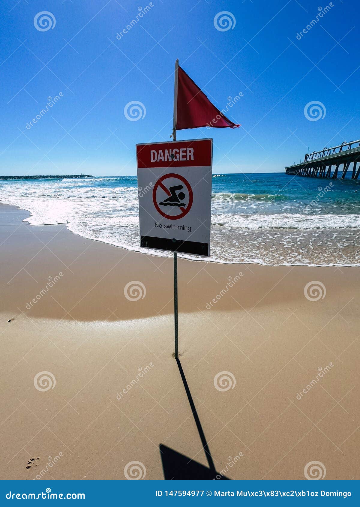 Danger Swimming Sign Beach, Red Flag Stock Image - Image of hurricane ...