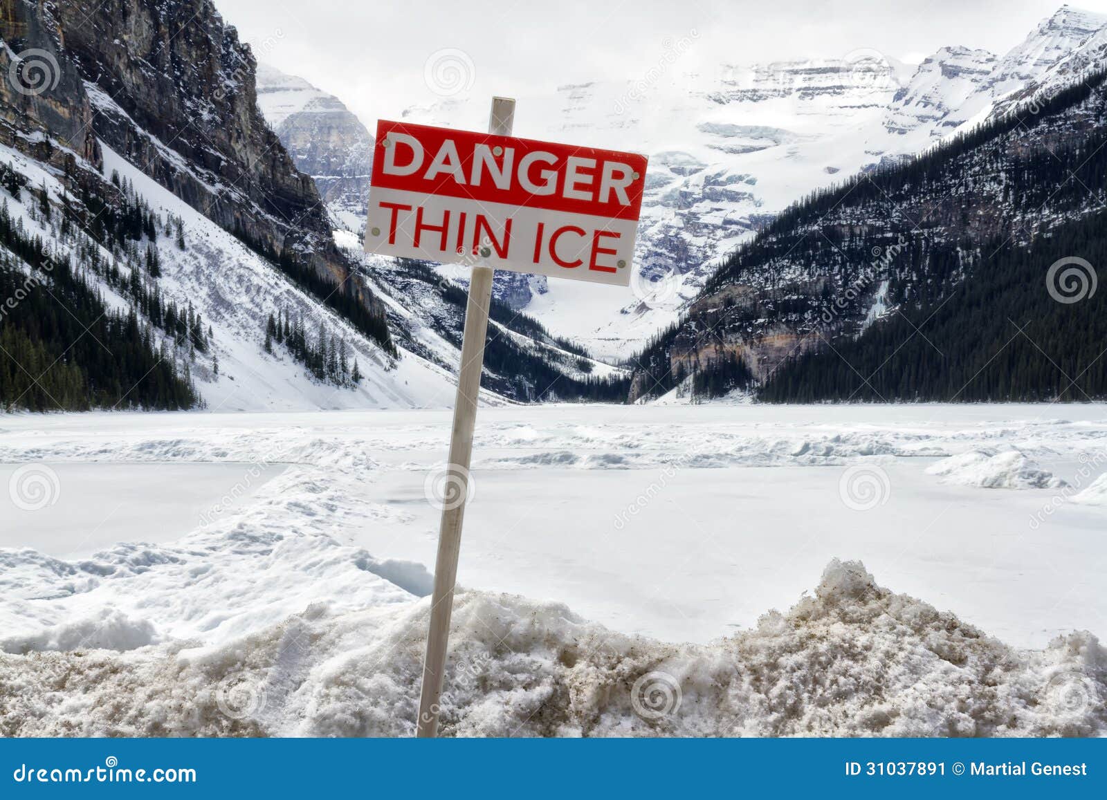 danger thin ice sign