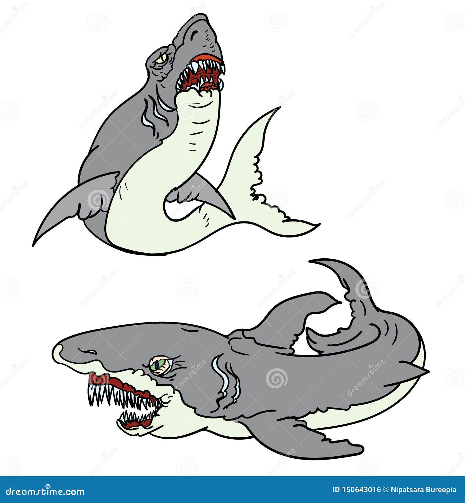 Dangerage Shark with Ocean Tattoo Stock Vector - Illustration of ...