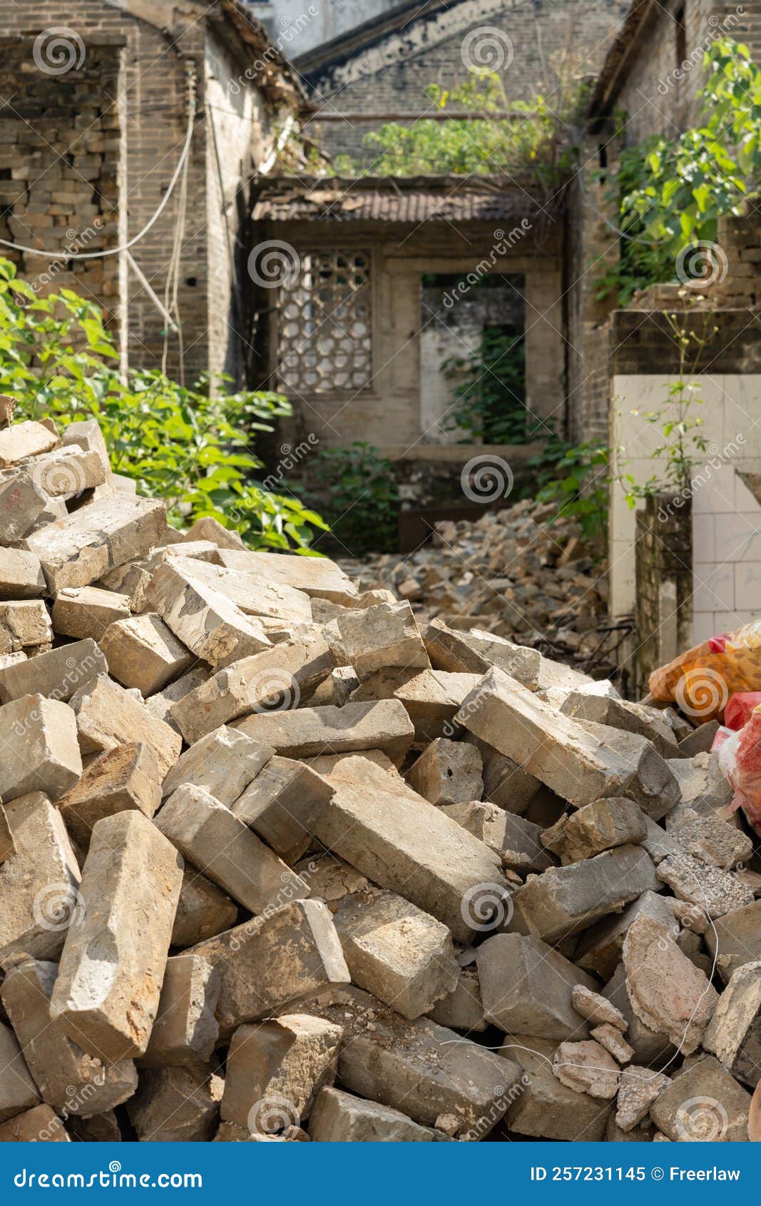 Dangerous & Abandoned House in Day Time at Vertical Composition Stock