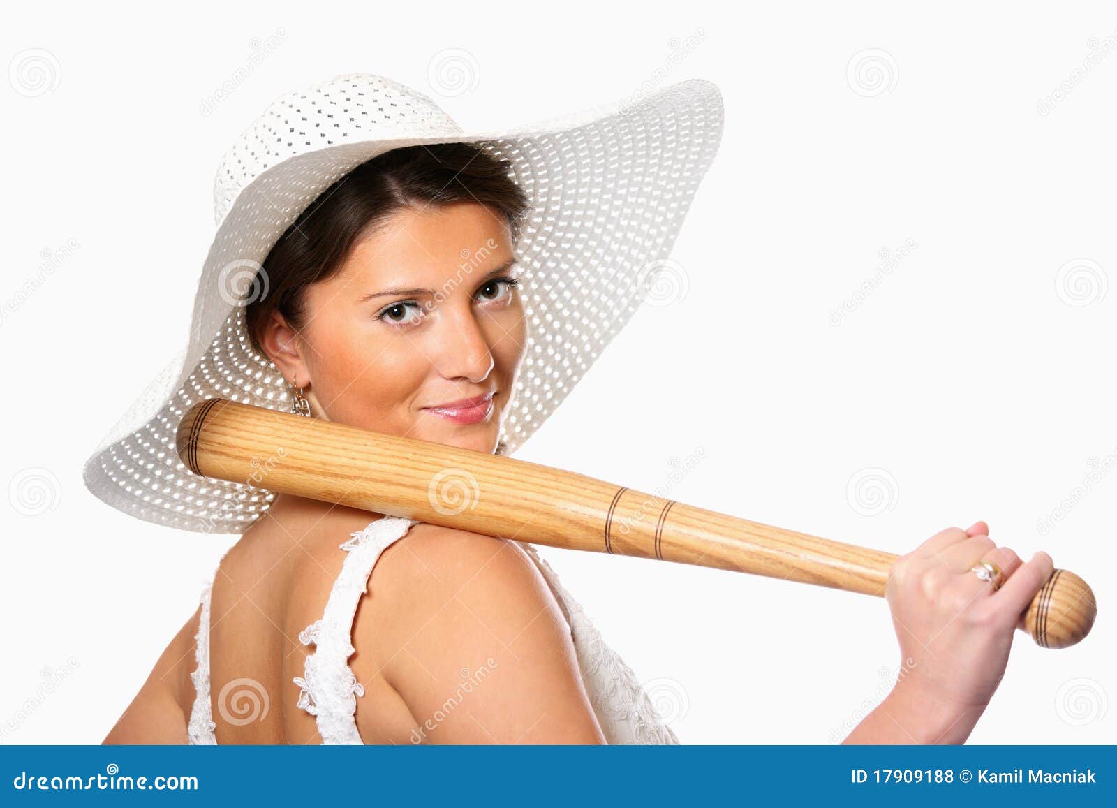 Dangerous Bride with Baseball Bat Stock Photo Image of background