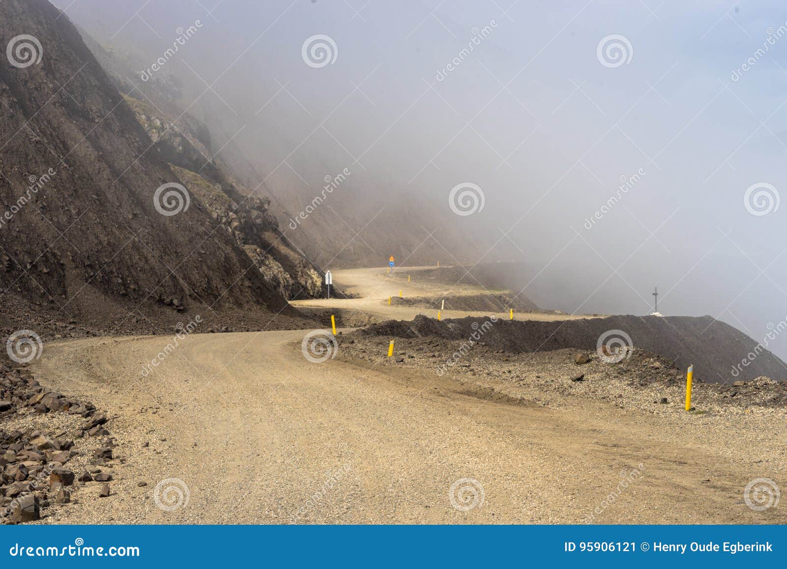 dangerous gravel road as mountain pass