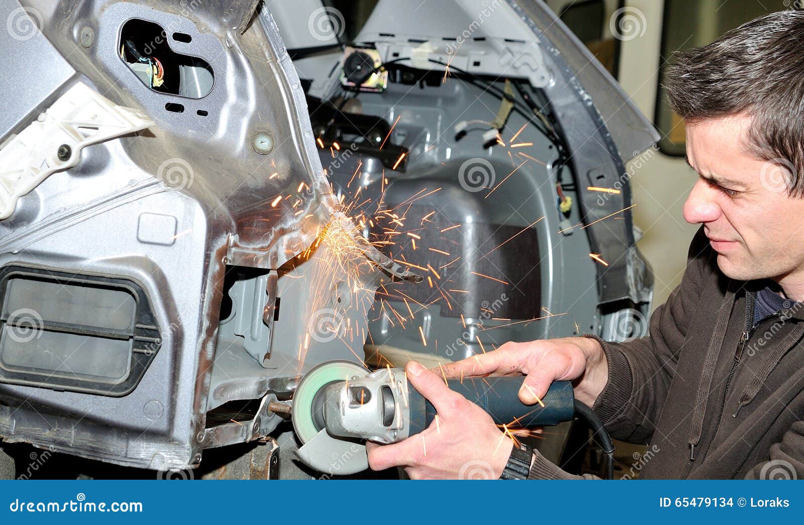 Dangerous Mechanical Grinding. Stock Photo Image of renovation