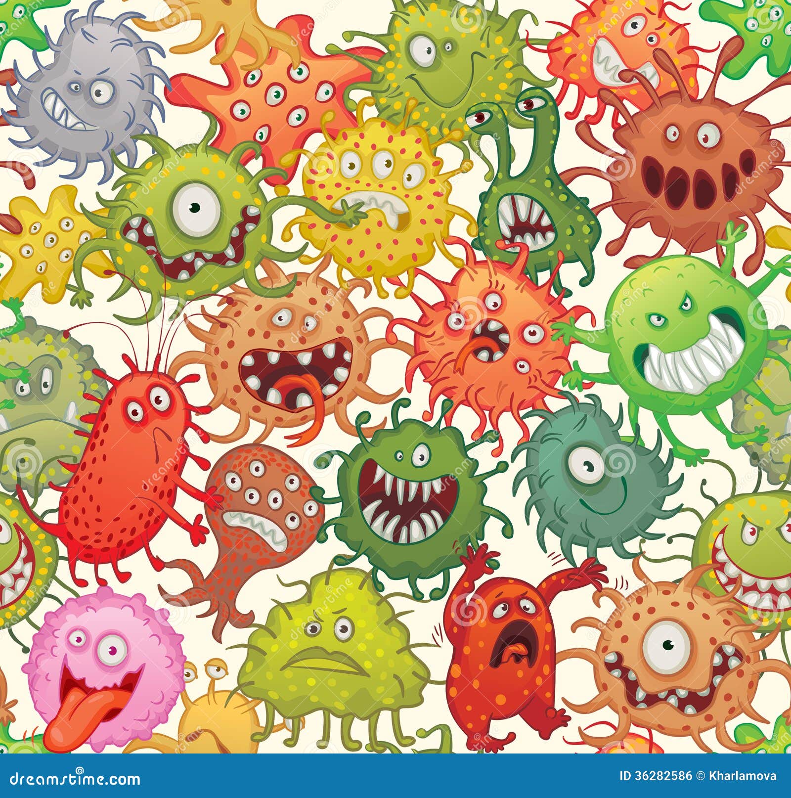 dangerous microorganisms. seamless pattern