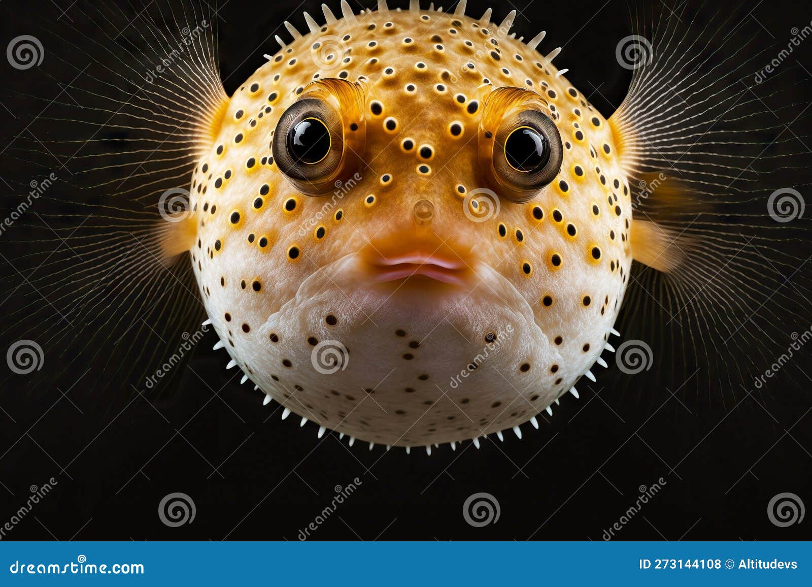 Dangerous Puffer Fish with Spikes on Body on Dark Brown Background Stock  Illustration - Illustration of aggression, seascape: 273144108