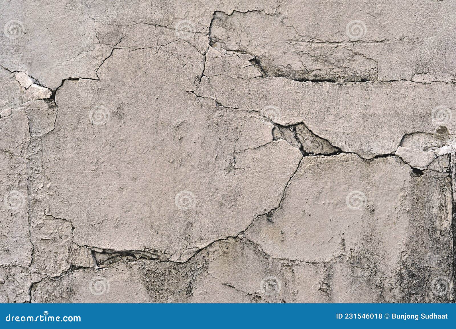 Dangerous Structure a Defective Cracked Concrete Wall, from Weathering