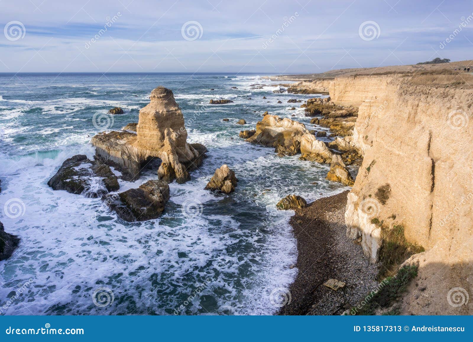 dangerous surf crushing on the rugged cliffs of montana de oro state park, san luis obispo county, california