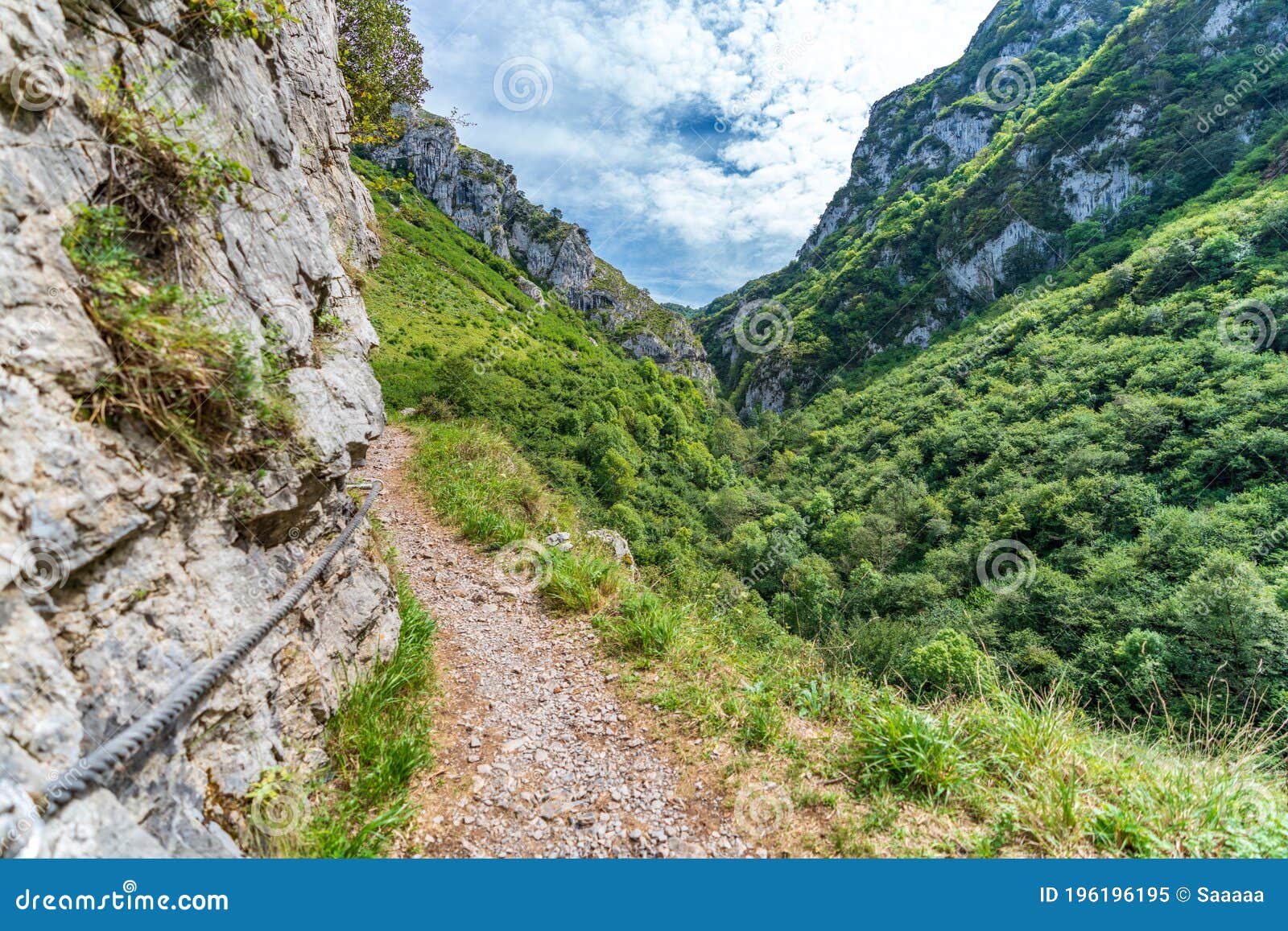 Dangerous Track Along the Ravine with Ropes Stock Image Image of