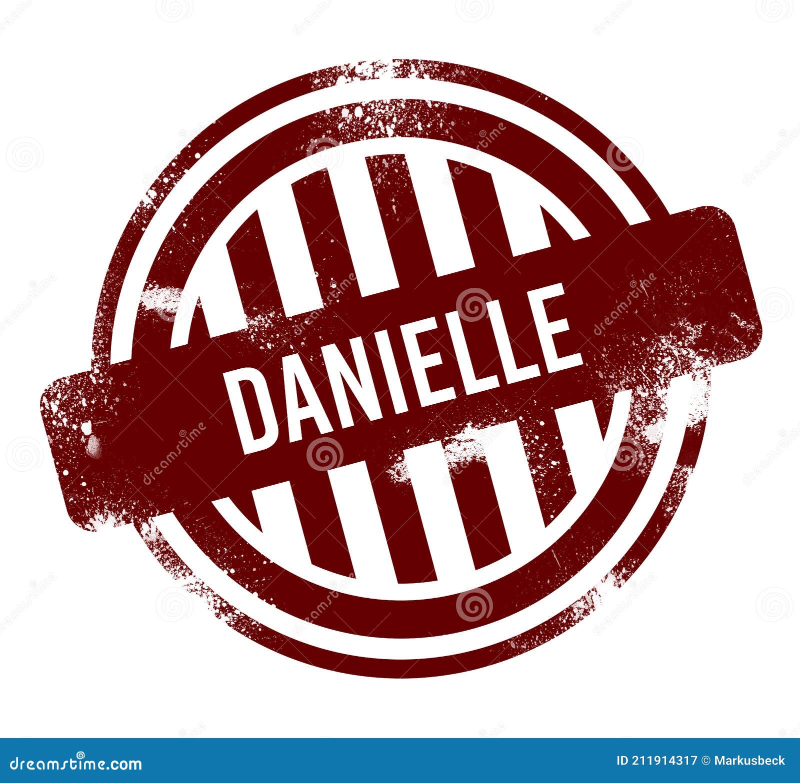 danielle - red round grunge button, stamp