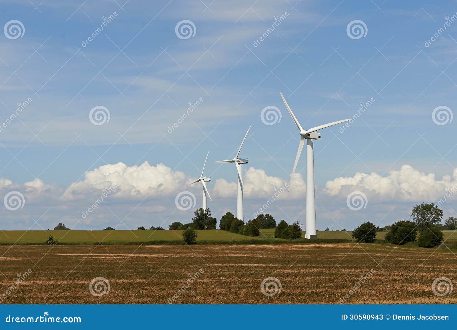 danish countryside with windmills