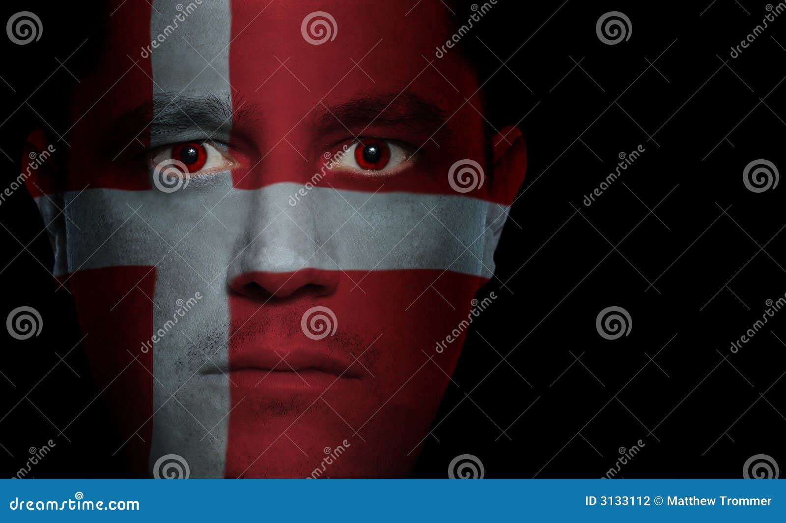 danish flag - male face
