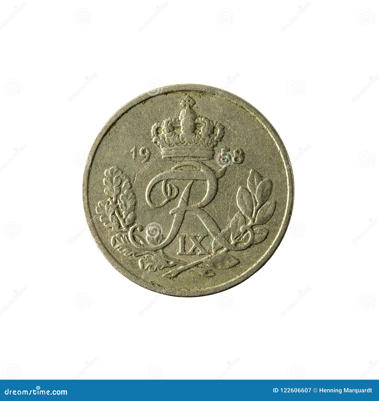 10 danish oere coin 1958 reverse