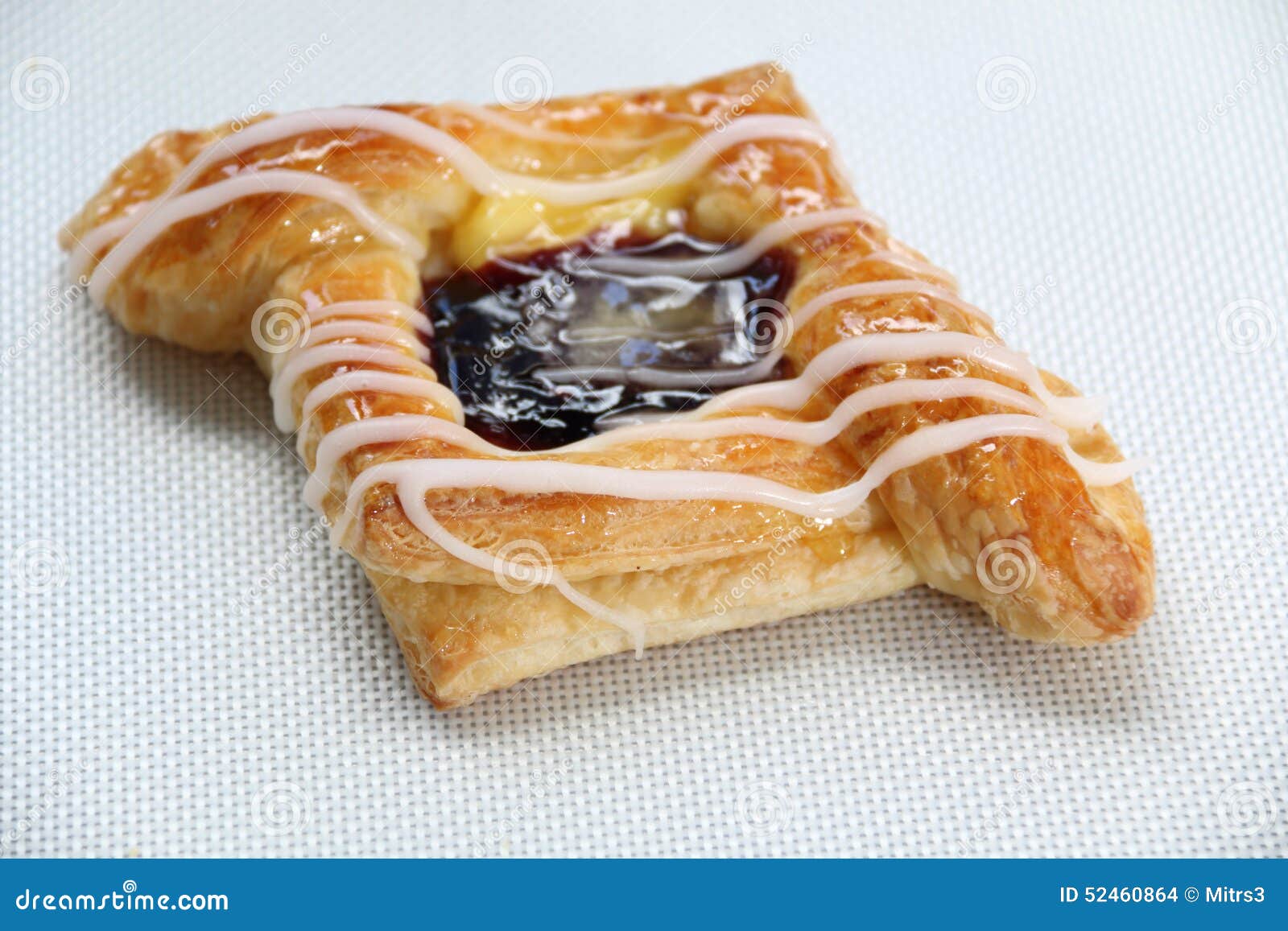 Danish Pastry with Blueberries Jam on White. Stock Photo Image of baked, breakfast 52460864