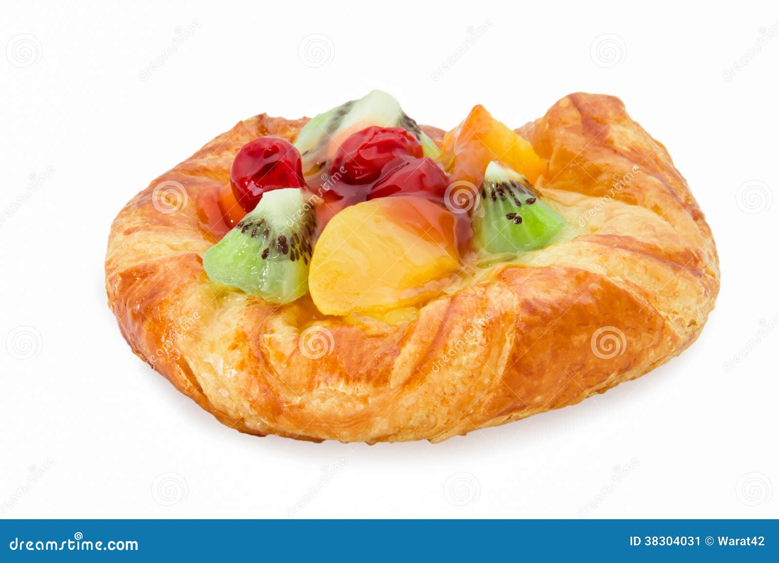 Danish Pastry with Fruits Isolated Stock Image Image of sweet, baked