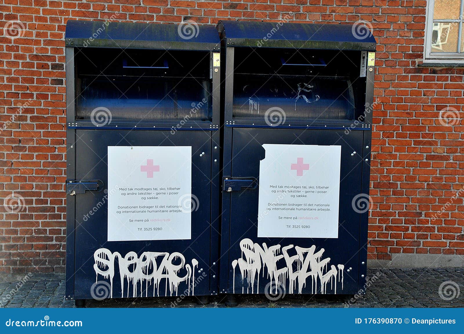 Danish Red Cross Old Cloths Containers Copenhagen Editorial - Image of danmark, doantions: 176390870
