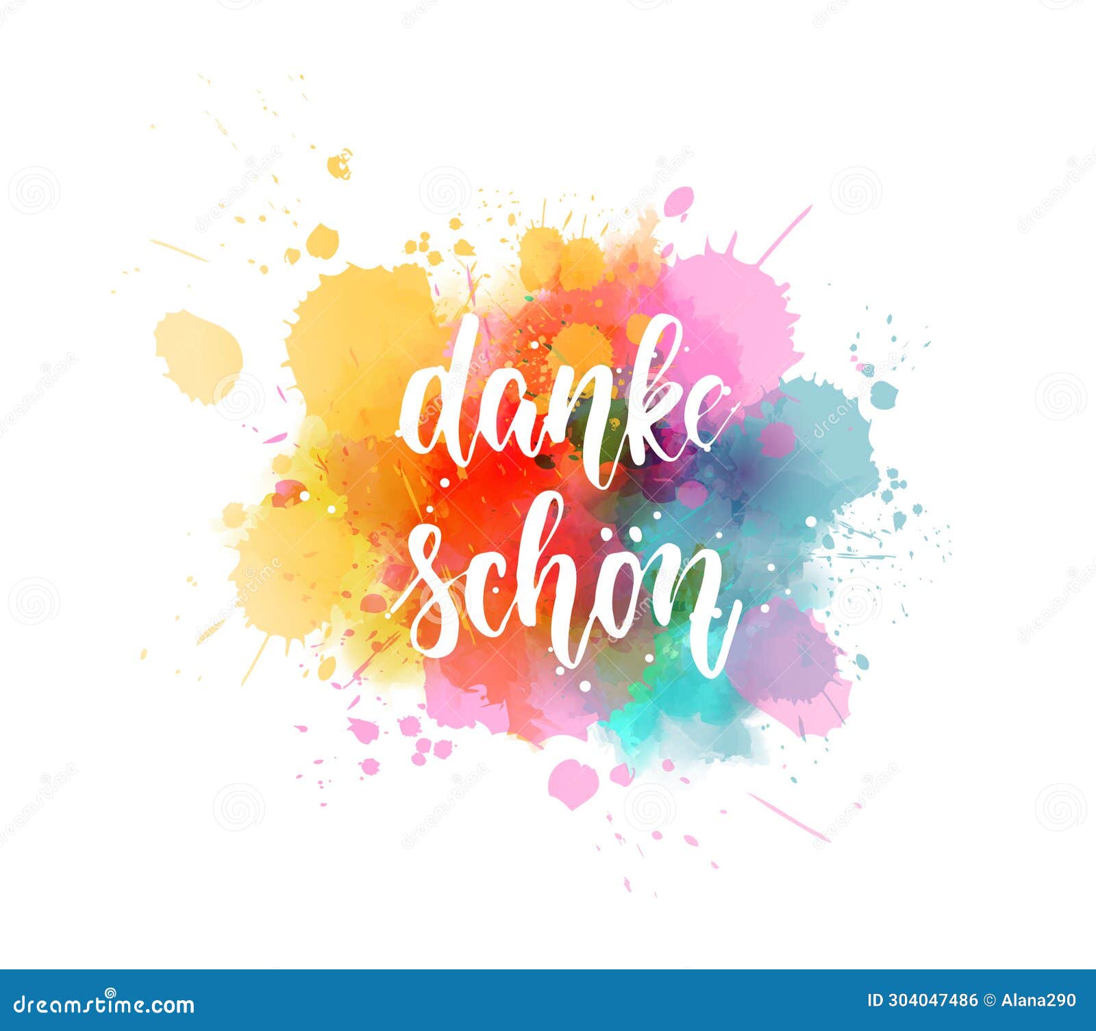 danke schon - thank you in german. handwritten modern calligraphy watercolor lettering text. colorful handlettering on watercolor